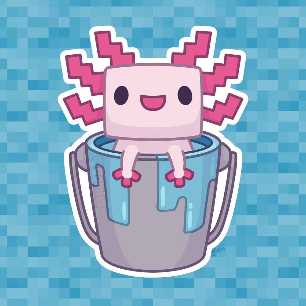 1000x1000 Minecraft Axolotl Sticker, Phone