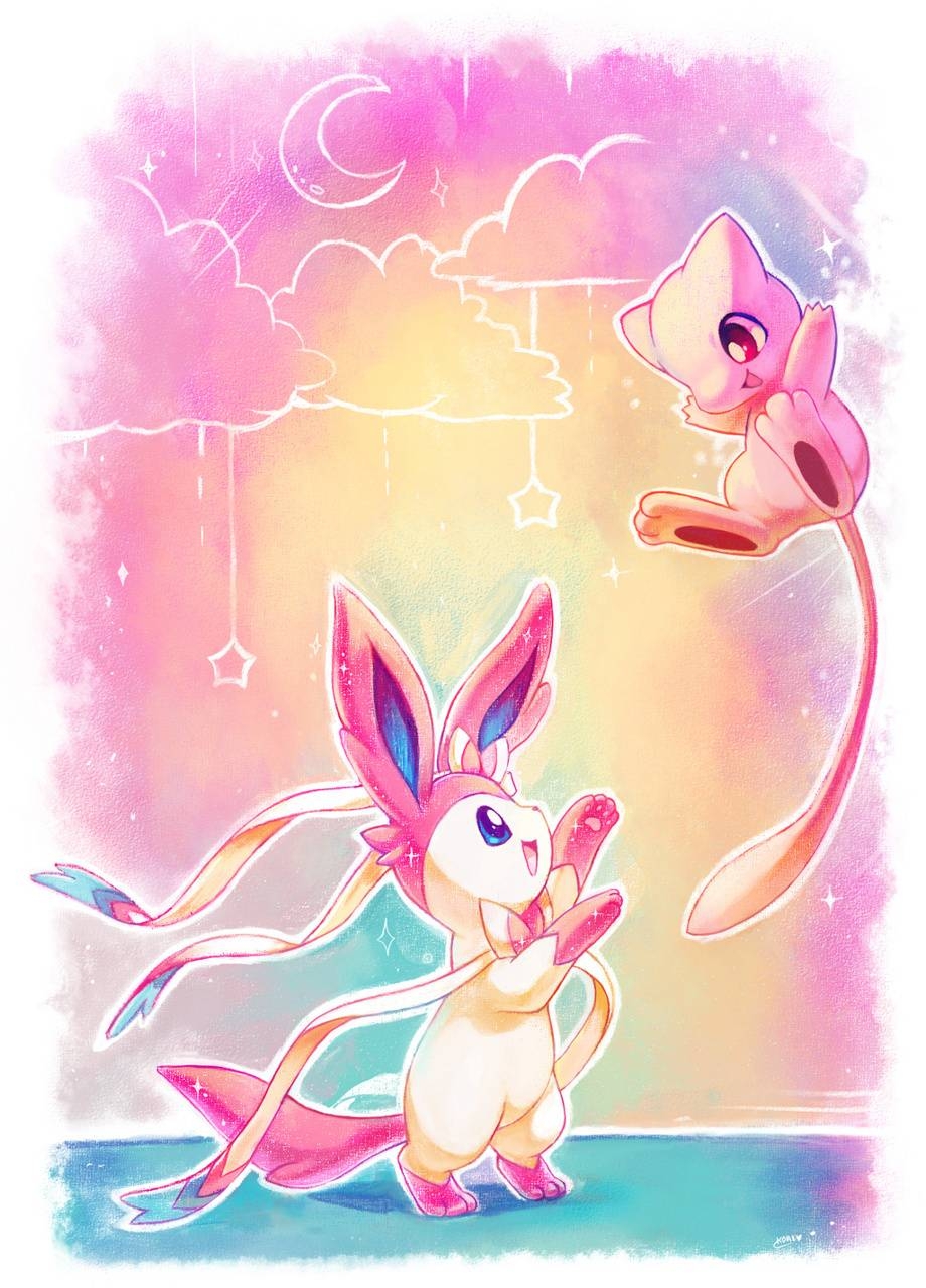 920x1280 mew and sylveon cute wallpaper, Phone