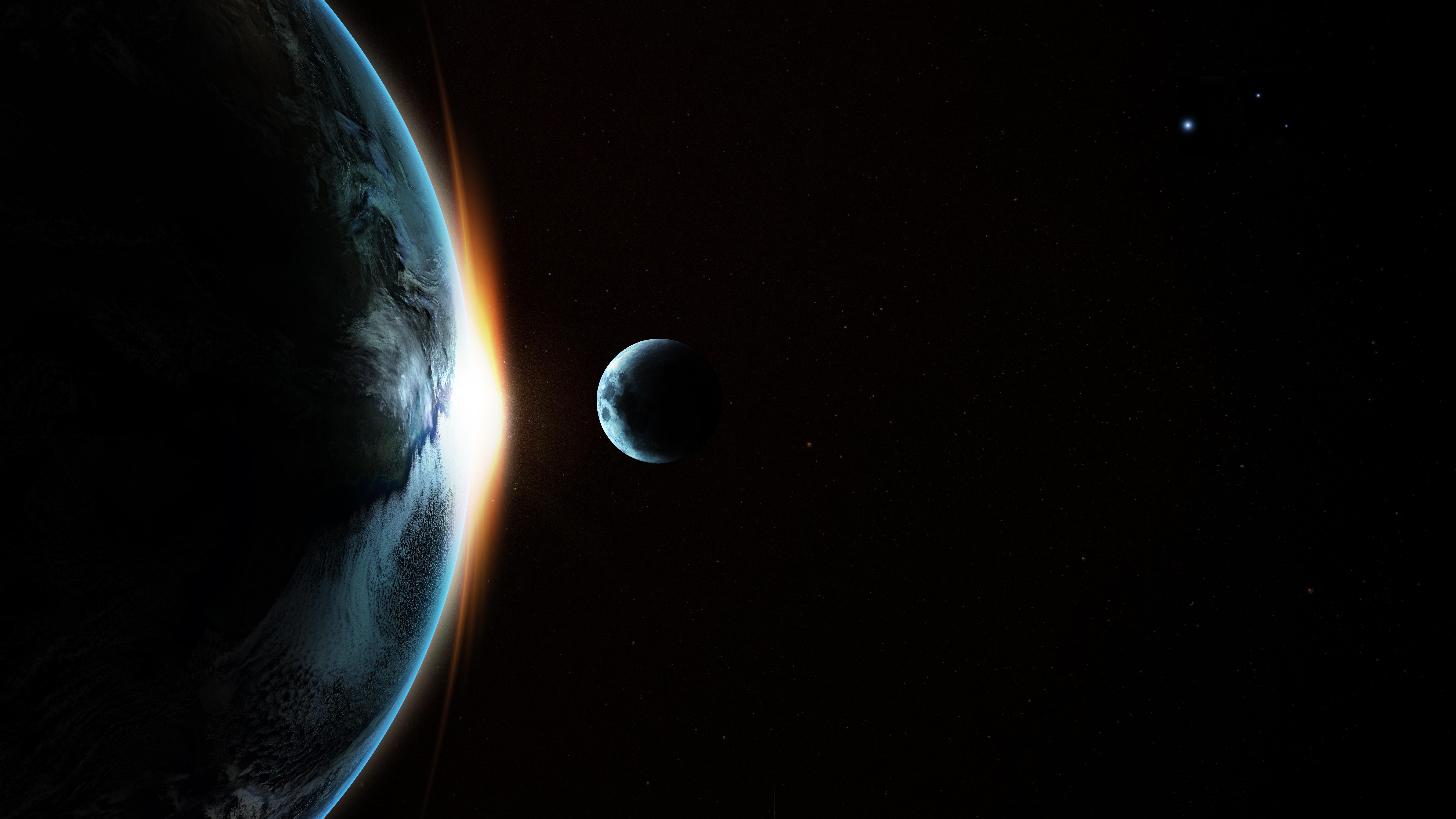 7680x4320 Download wallpaper  earth, moon, transit, galaxy HD background, Desktop