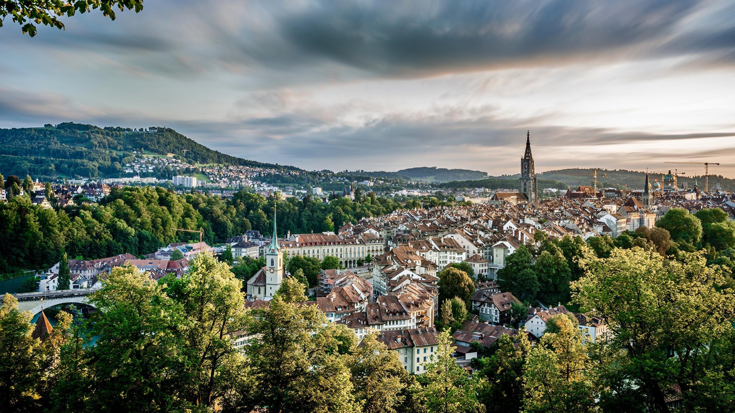 2560x1440 Photo Bern Switzerland Sky Cities Houses, Desktop