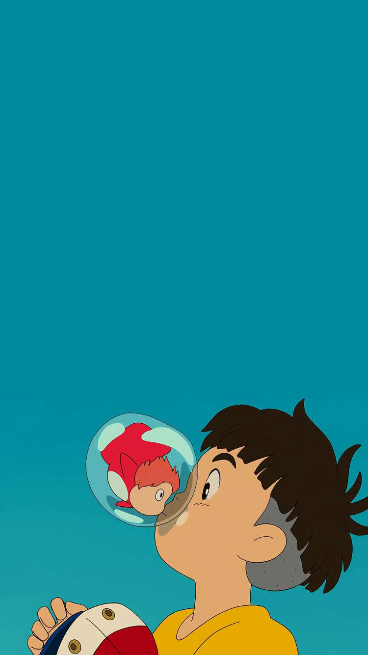 750x1340 Download Ponyo Blue Background Wallpaper, Phone