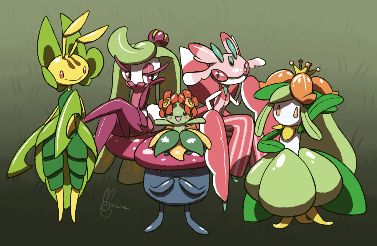 1280x840 Leavanny, Tsareena, Vileplume, Bellossom, Lurantis, and Lilligant, Desktop