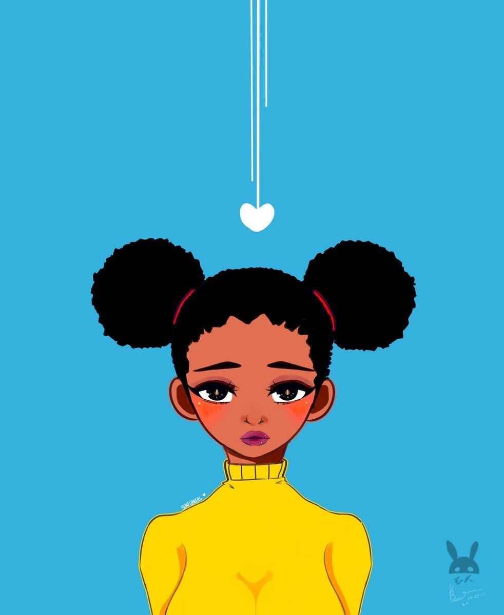 990x1200 Aesthetic Black Girl Drawing, Phone