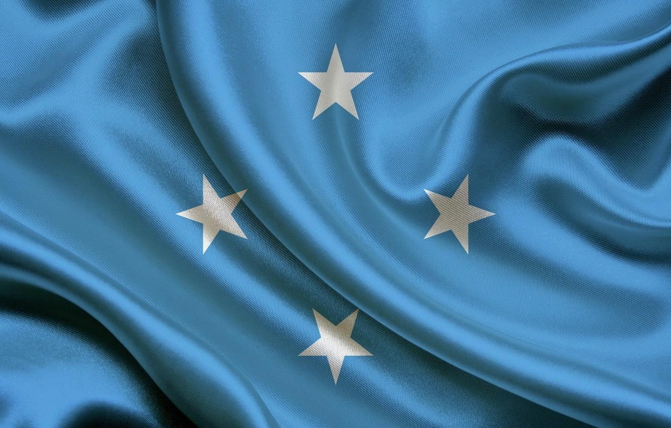 1340x850 Wallpaper Flag, Blue, Texture, Stars, Flag, Satin, Satin, Micronesia, Desktop