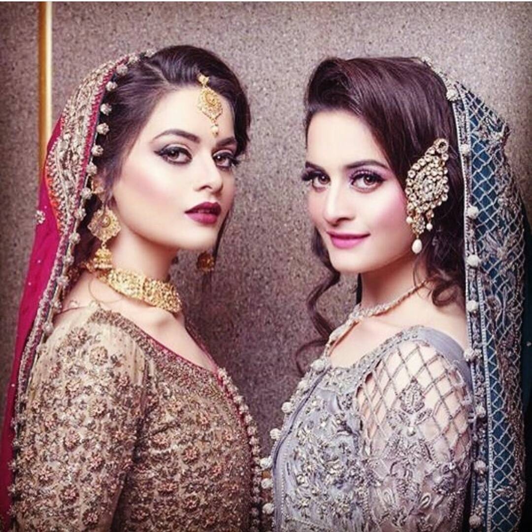 1080x1080 Pakistani Twin Actresses Aiman & Minal's Bridal Photo Shoot 2017, Phone