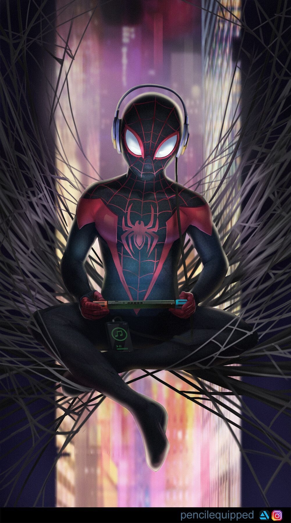 1010x1800 Spider Man (Miles Morales), Pencil Equipped, Phone