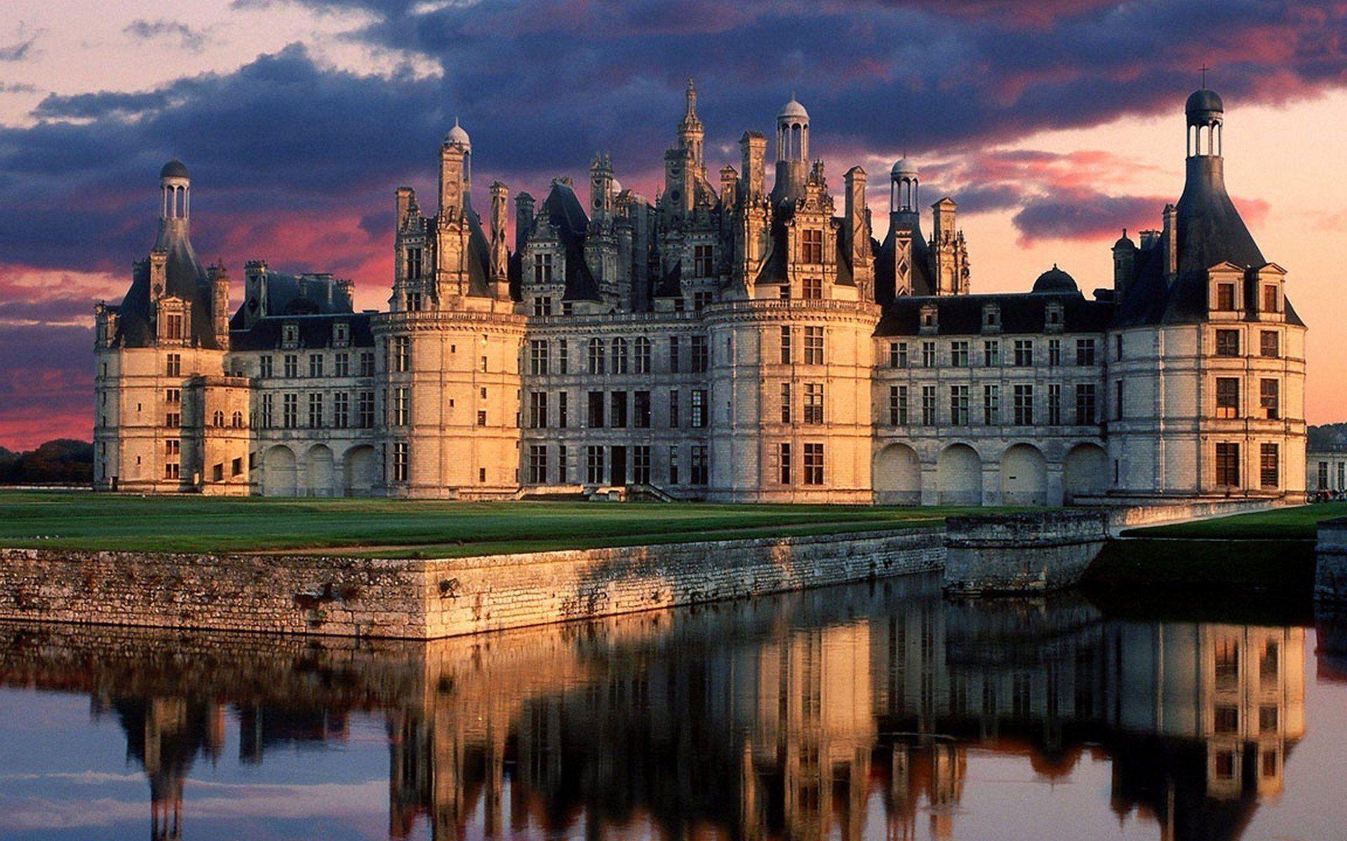 1920x1200 cloud qatar airways castle water chateau de chambord town HD wallpaper, Desktop