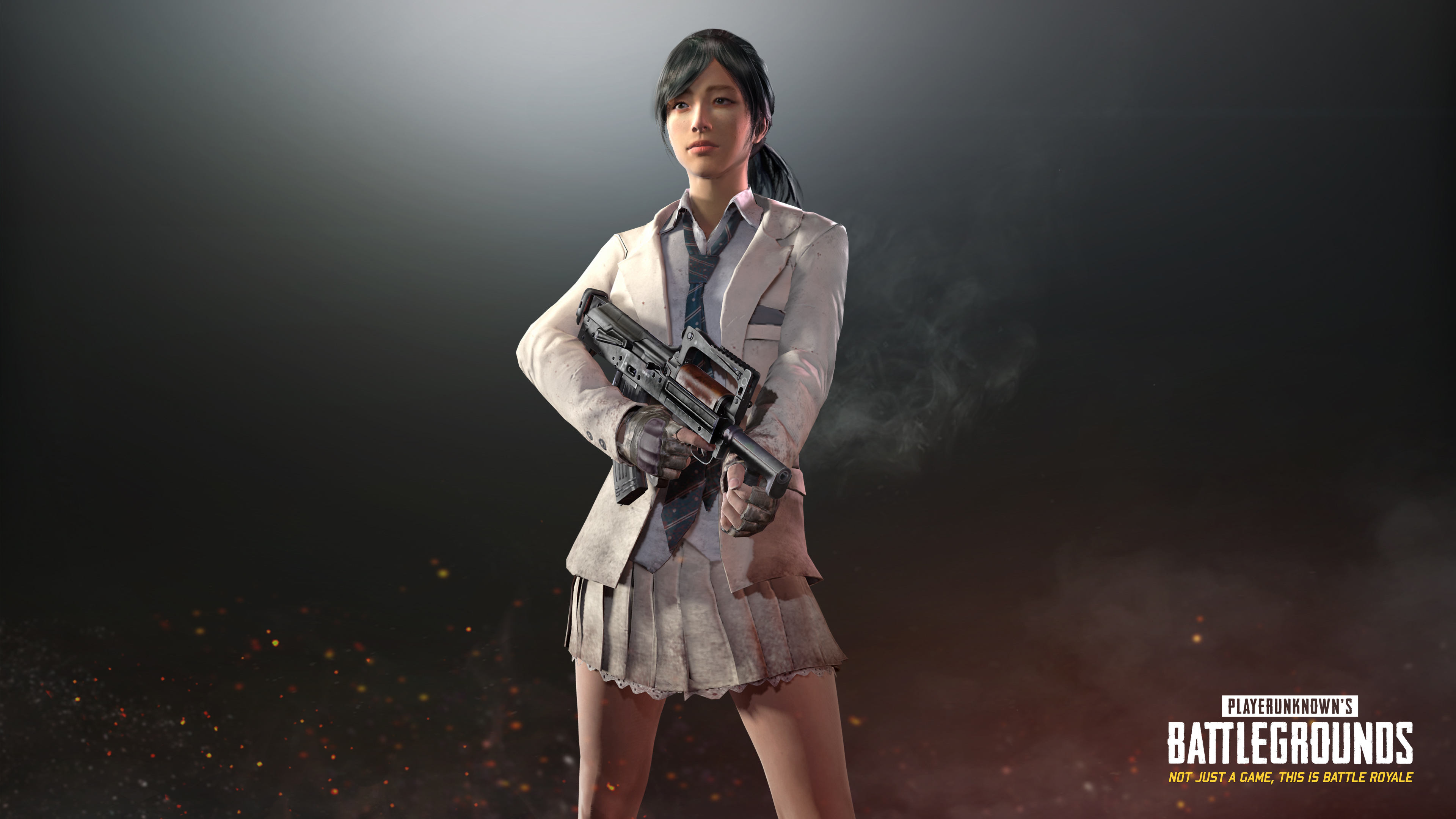 3840x2160 PUBG, girl, gun, dark, Desktop