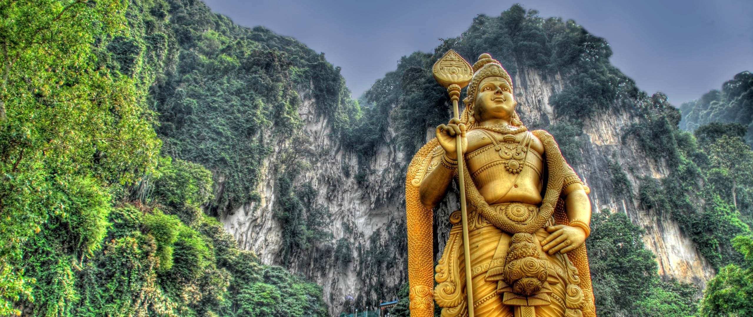 2560x1080 Download wallpaper  murugan, malaysia, statue, stairs, hills, people, hdr dual wide 1080p HD background, Dual Screen