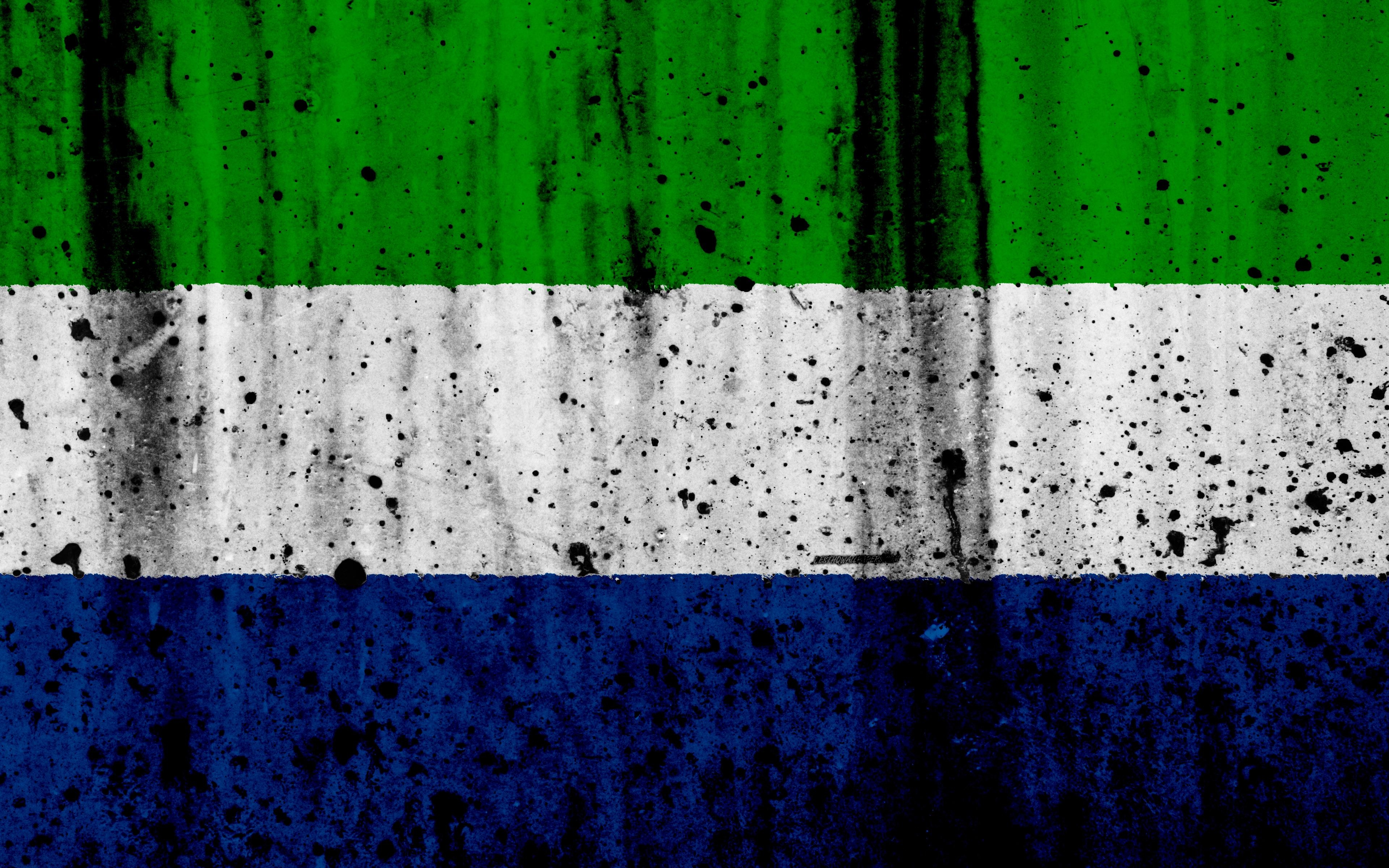 3840x2400 Download wallpaper Sierra Leone flag, 4k, grunge, flag of Sierra, Desktop