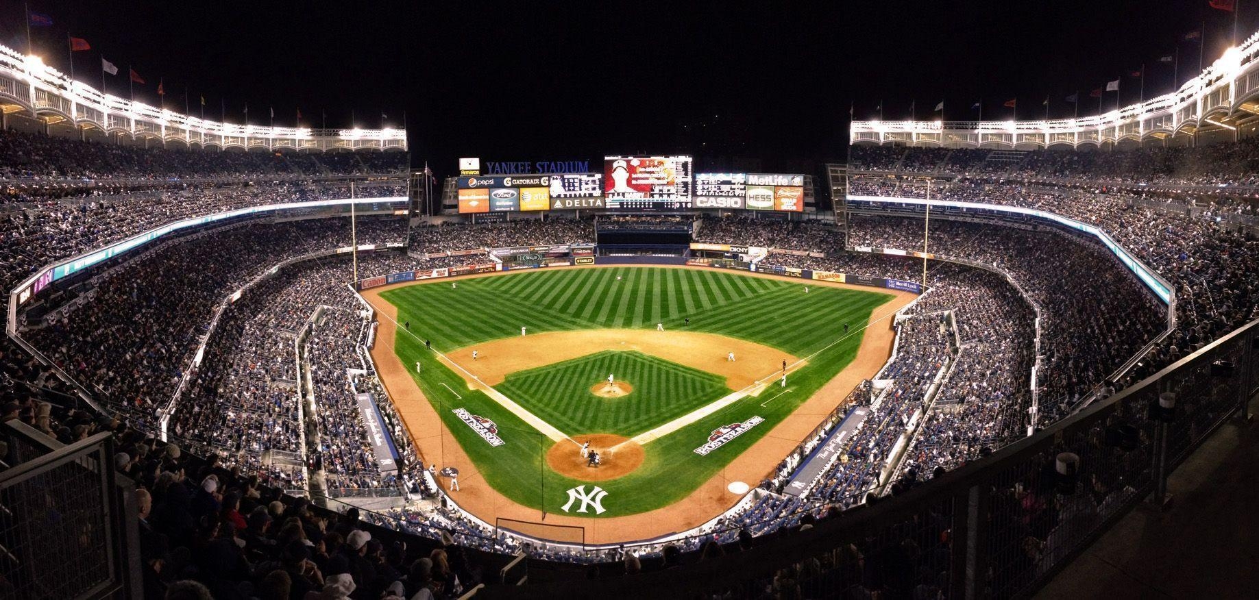 1840x880 Yankee Stadium At Night Wallpaper, Dual Screen