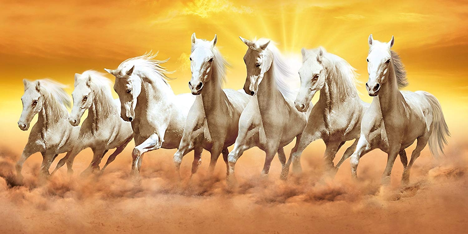 1500x750 Seven Horses Wallpaper Free Seven Horses Background, Dual Screen