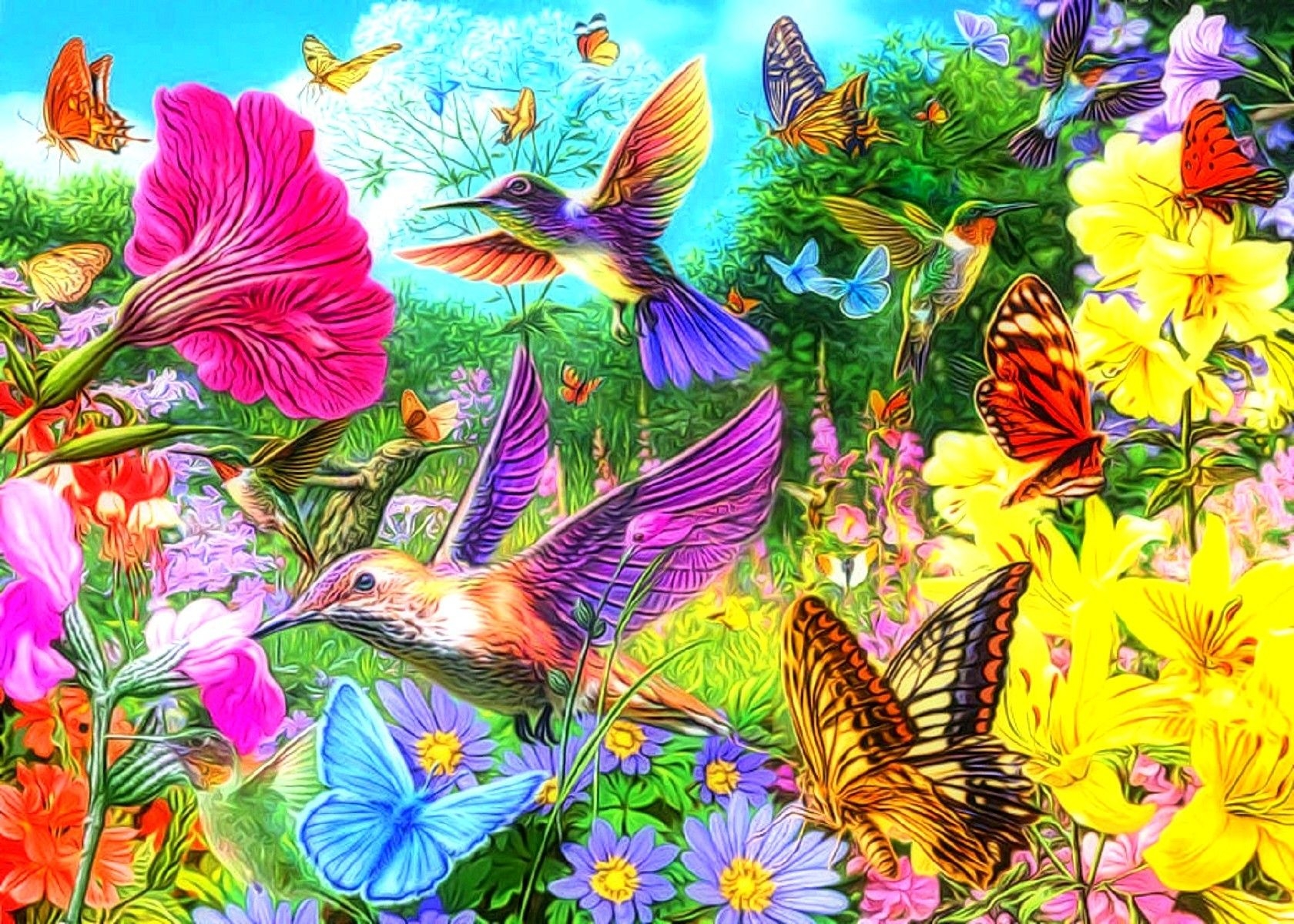 1680x1200 Title Spring Collage Artistic Spring Collage Birds And Butterflies HD Wallpaper, Desktop