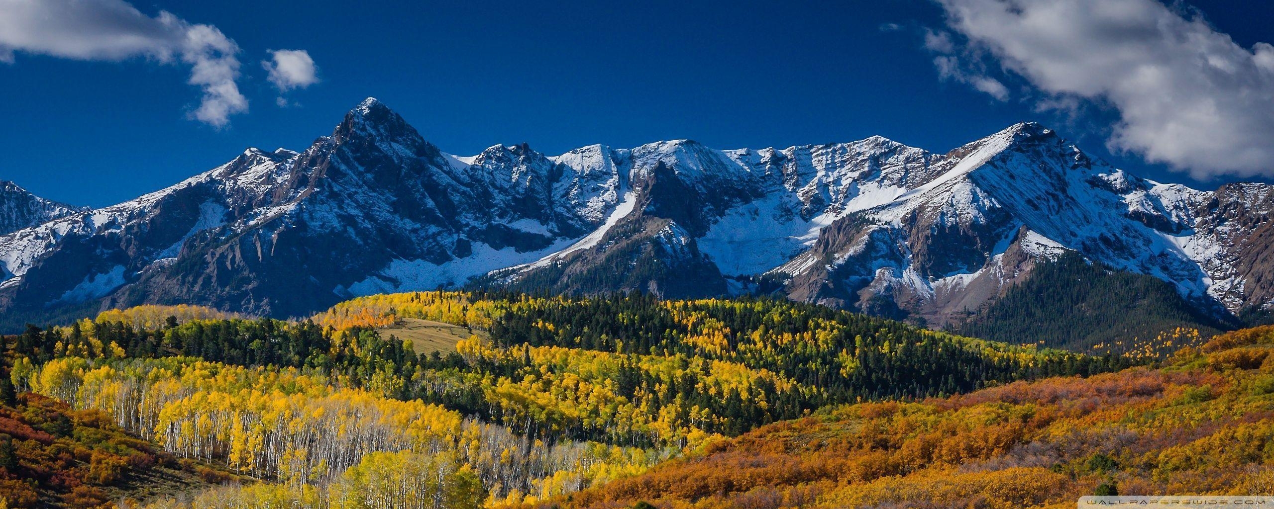 2560x1030 Mountain Landscape In Aspen Colorado Wallpaper, Dual Screen