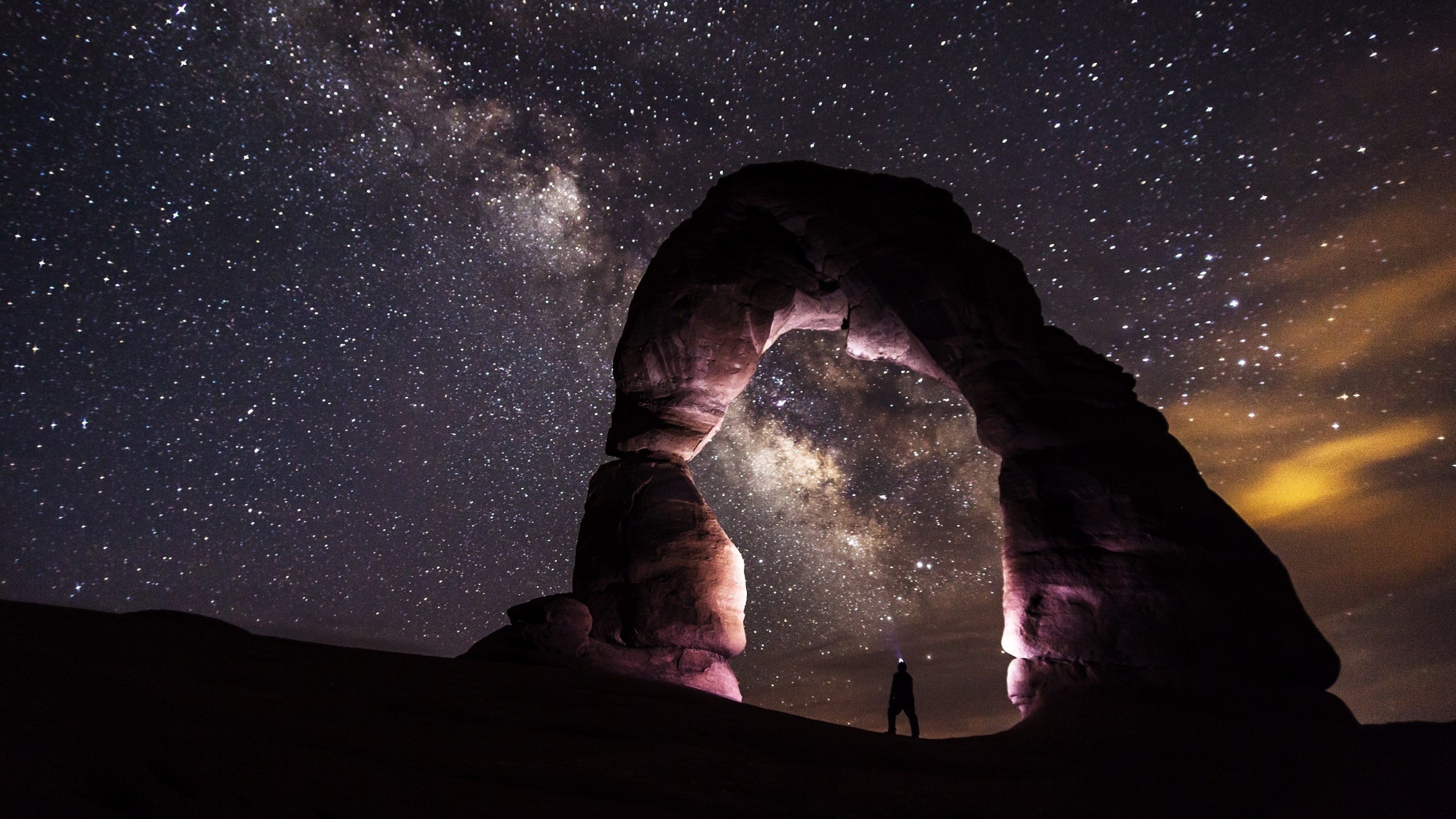 3840x2160 Stone Arch Under a Starry Sky 4K Ultra HD Wallpaper, Desktop