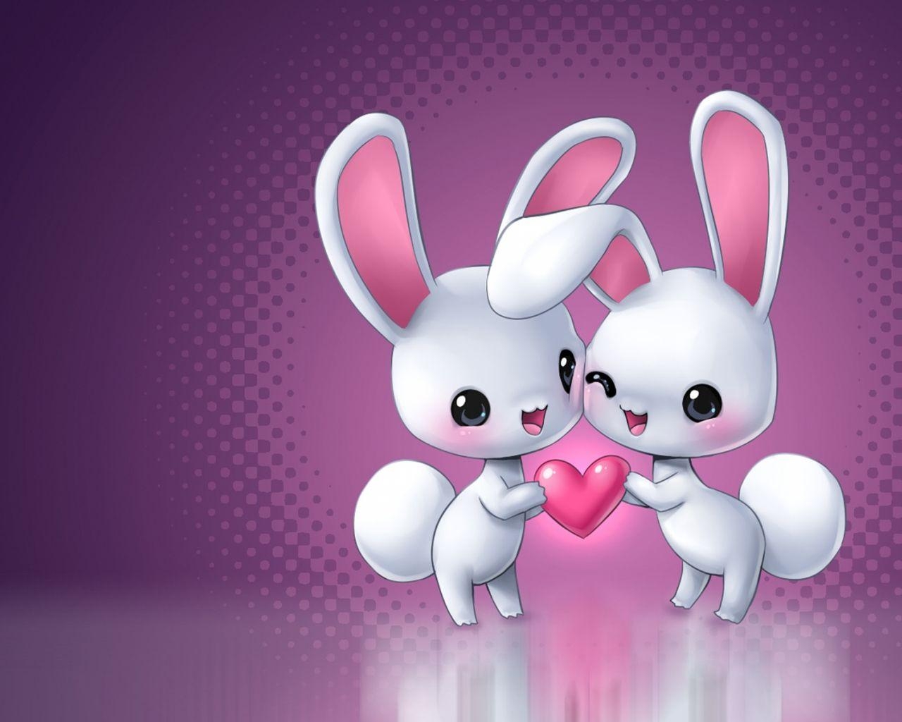 1280x1030 In Love Cartoon Bunnies Wallpaper. Download wallpaper page, Desktop