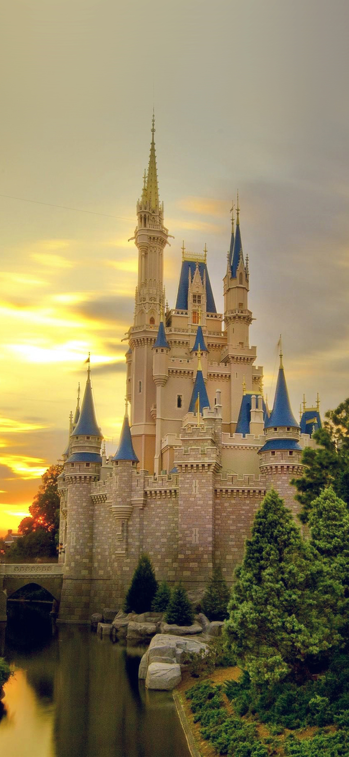 1130x2440 iPhone X wallpaper. castle fantasy child disney art illustration, Phone