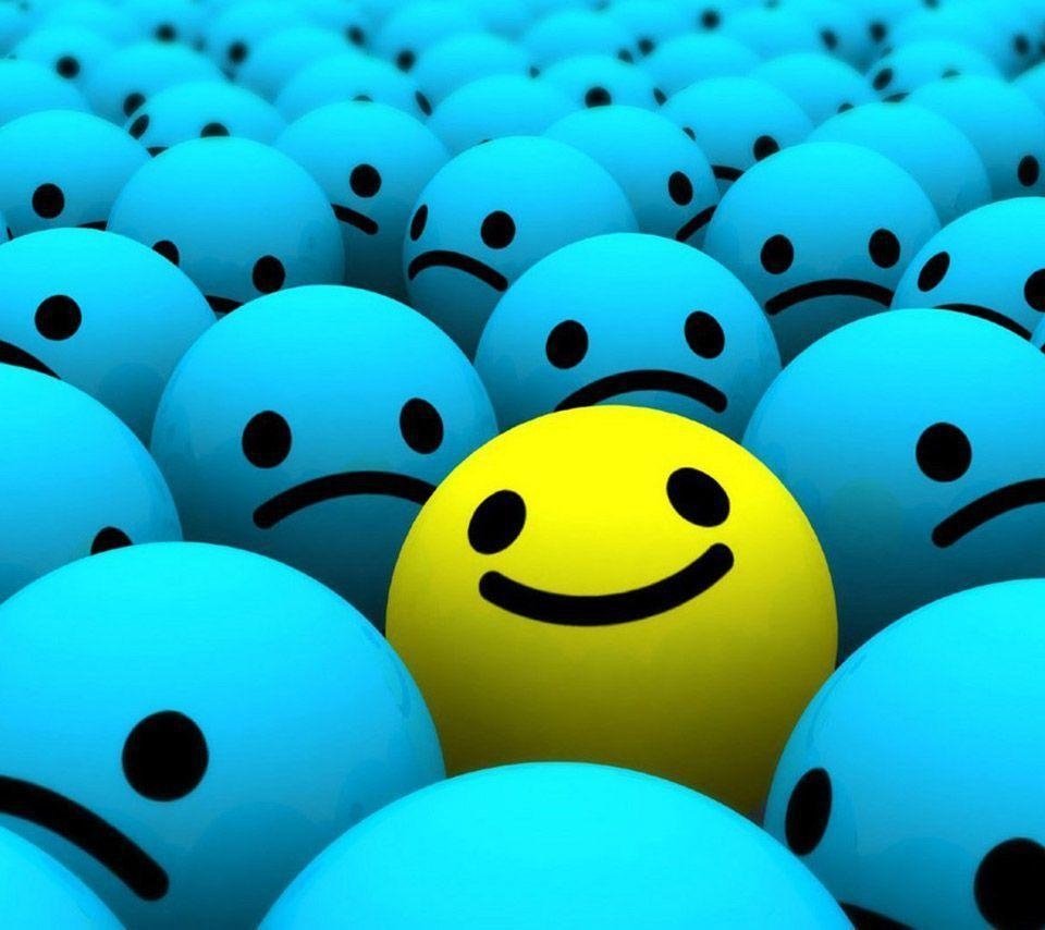 960x860 Yellow Smiling Face Stands out Blue Sad Face, Desktop