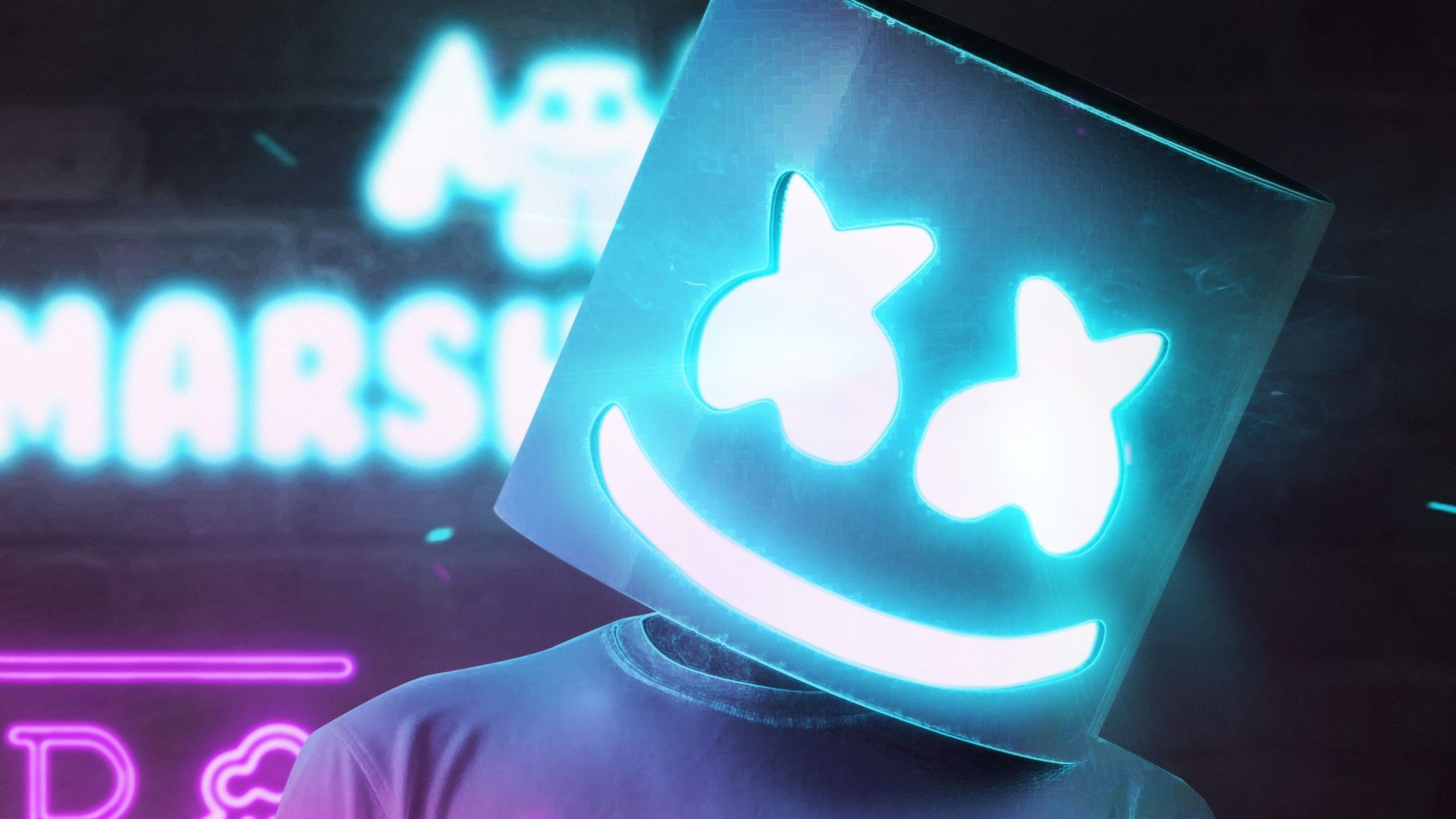 2560x1440 Wallpaper DJ Marshmello, dj, neon, 4K, Music, Desktop