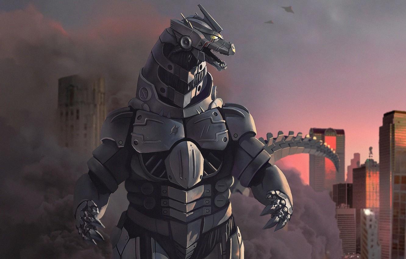 1340x850 Wallpaper Figure, Monster, Background, Godzilla, Art, Art, Godzilla, Desktop