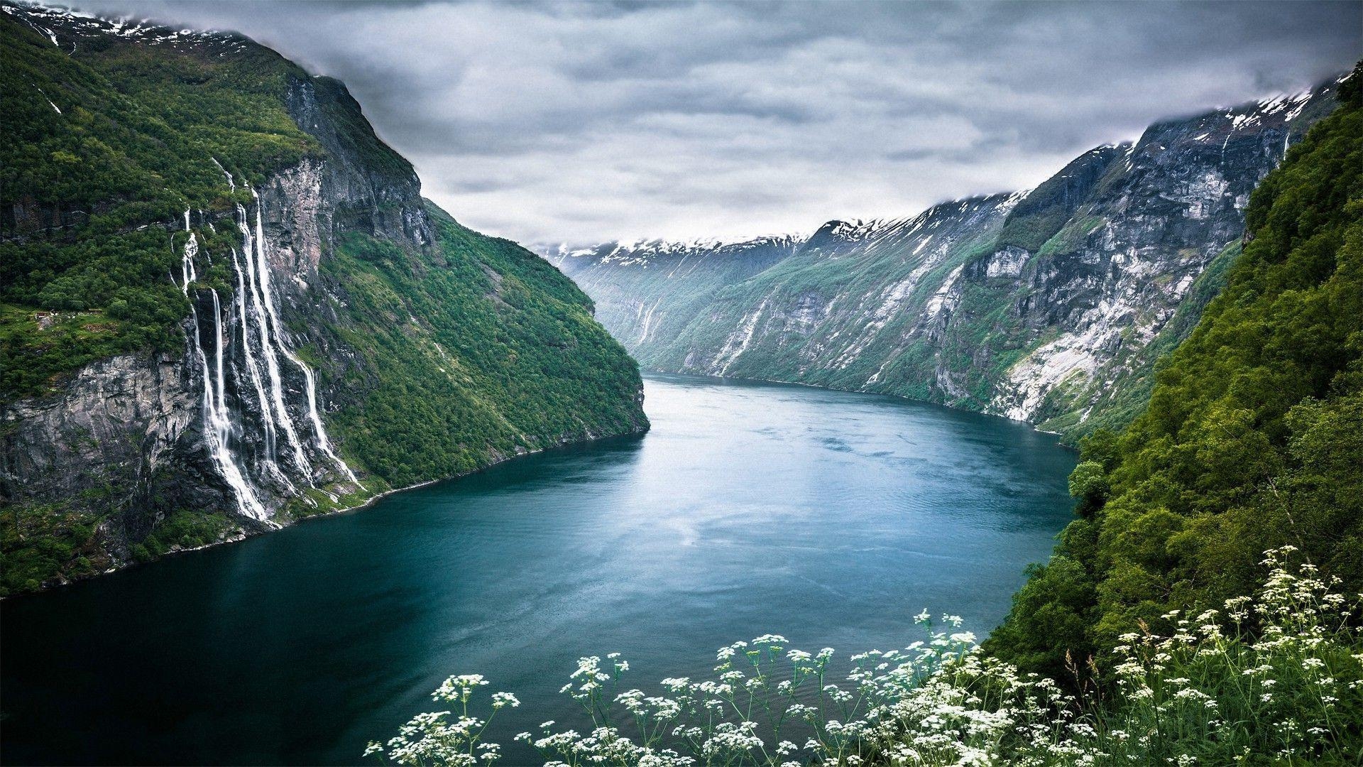 1920x1080 nature, Landscape, Mountain, River, Waterfall, Norway Wallpaper, Desktop