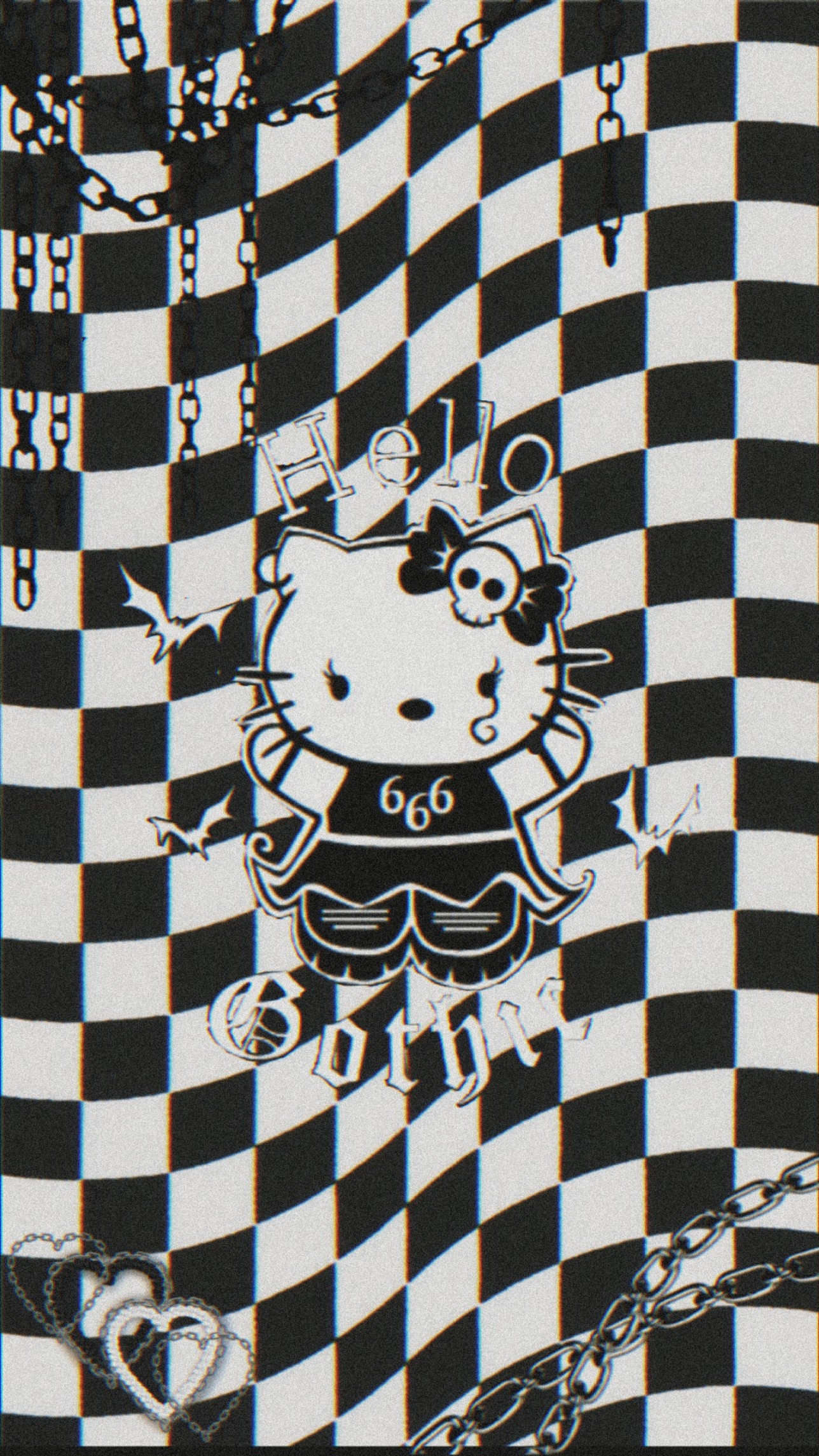 1290x2290 goth hellokitty black Image, Phone