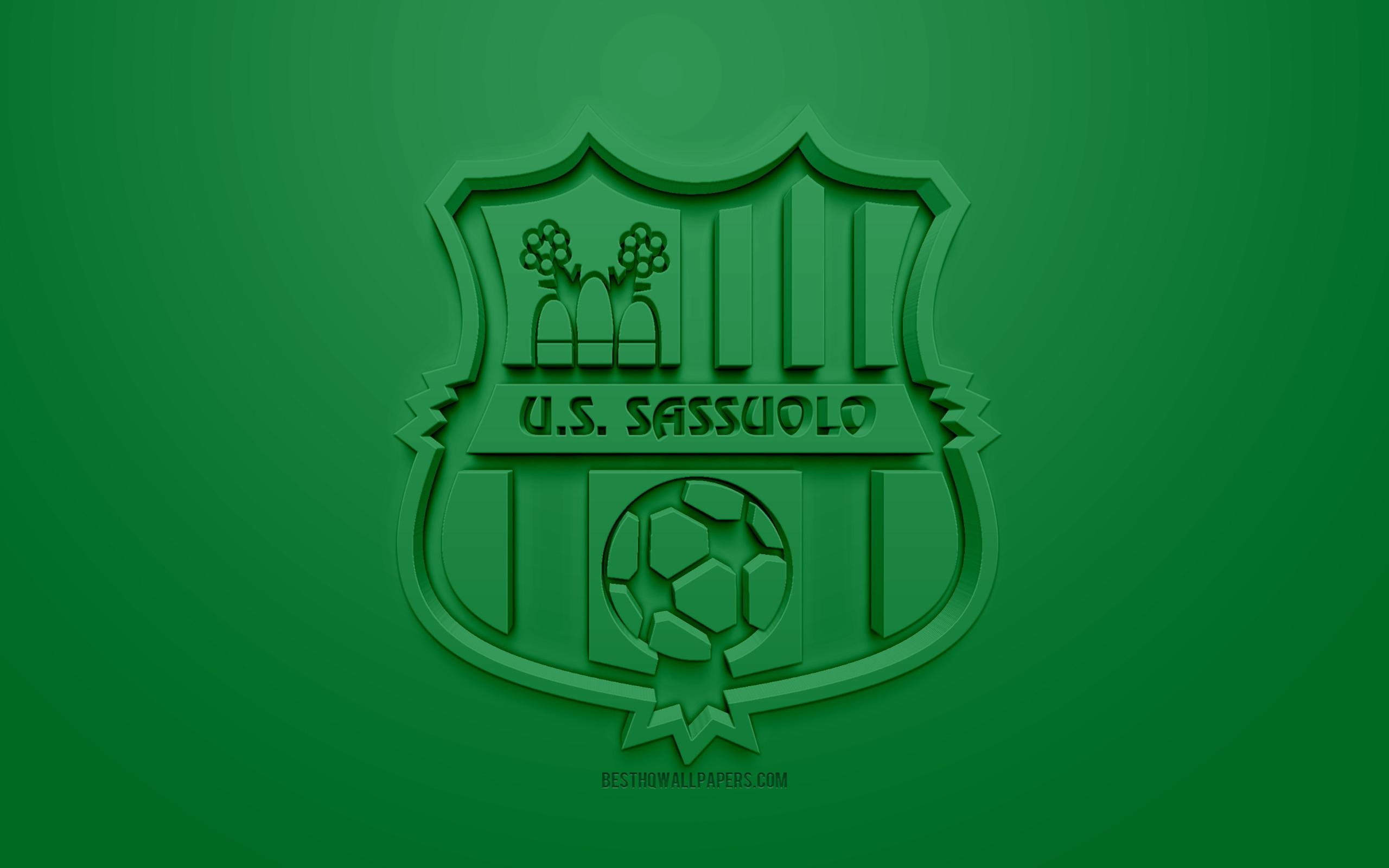 2560x1600 Download wallpaper Sassuolo, creative 3D logo, green background, 3D, Desktop