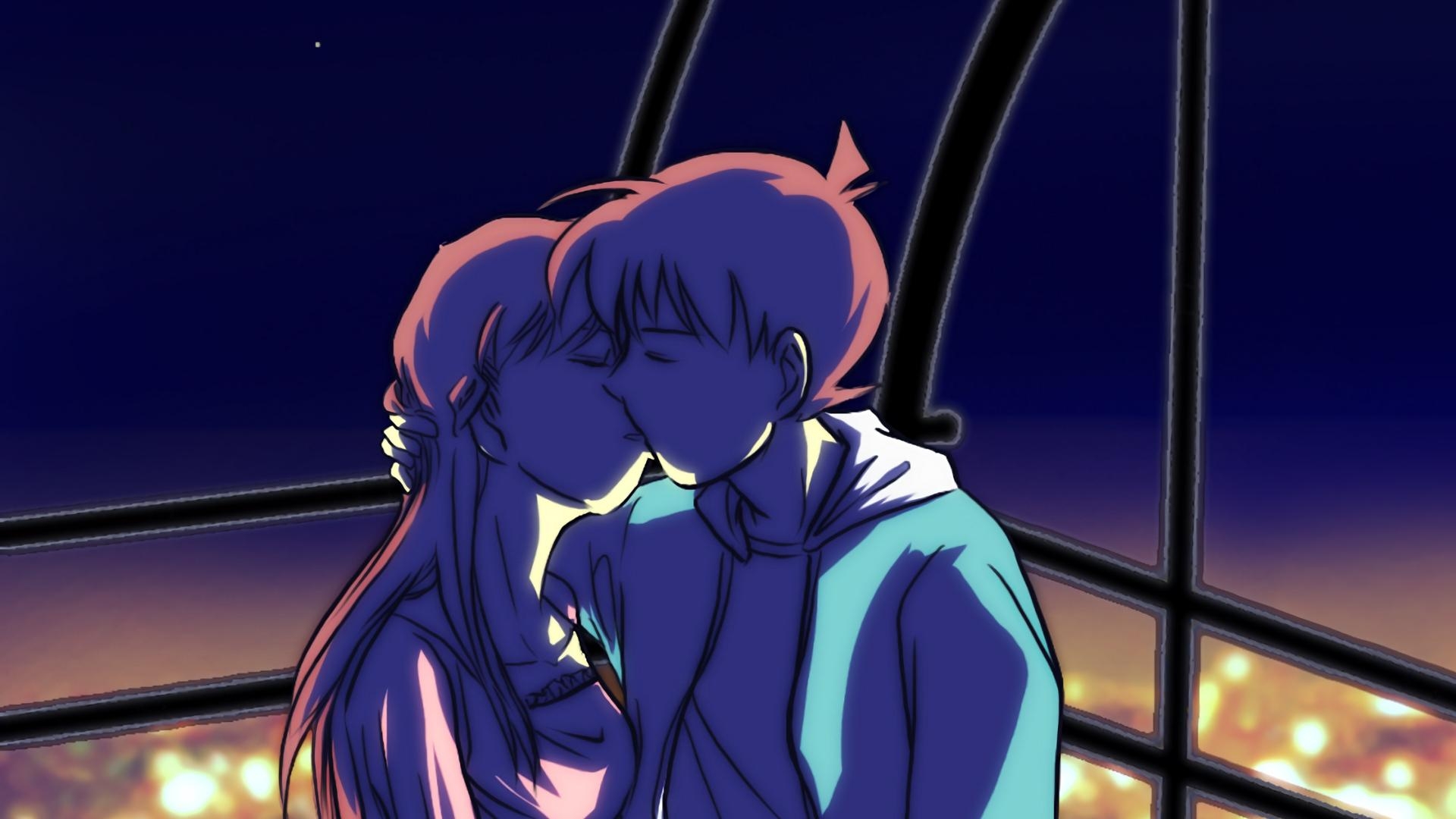 1920x1080 Download wallpaper  couple, kiss, art, love, anime full, Desktop