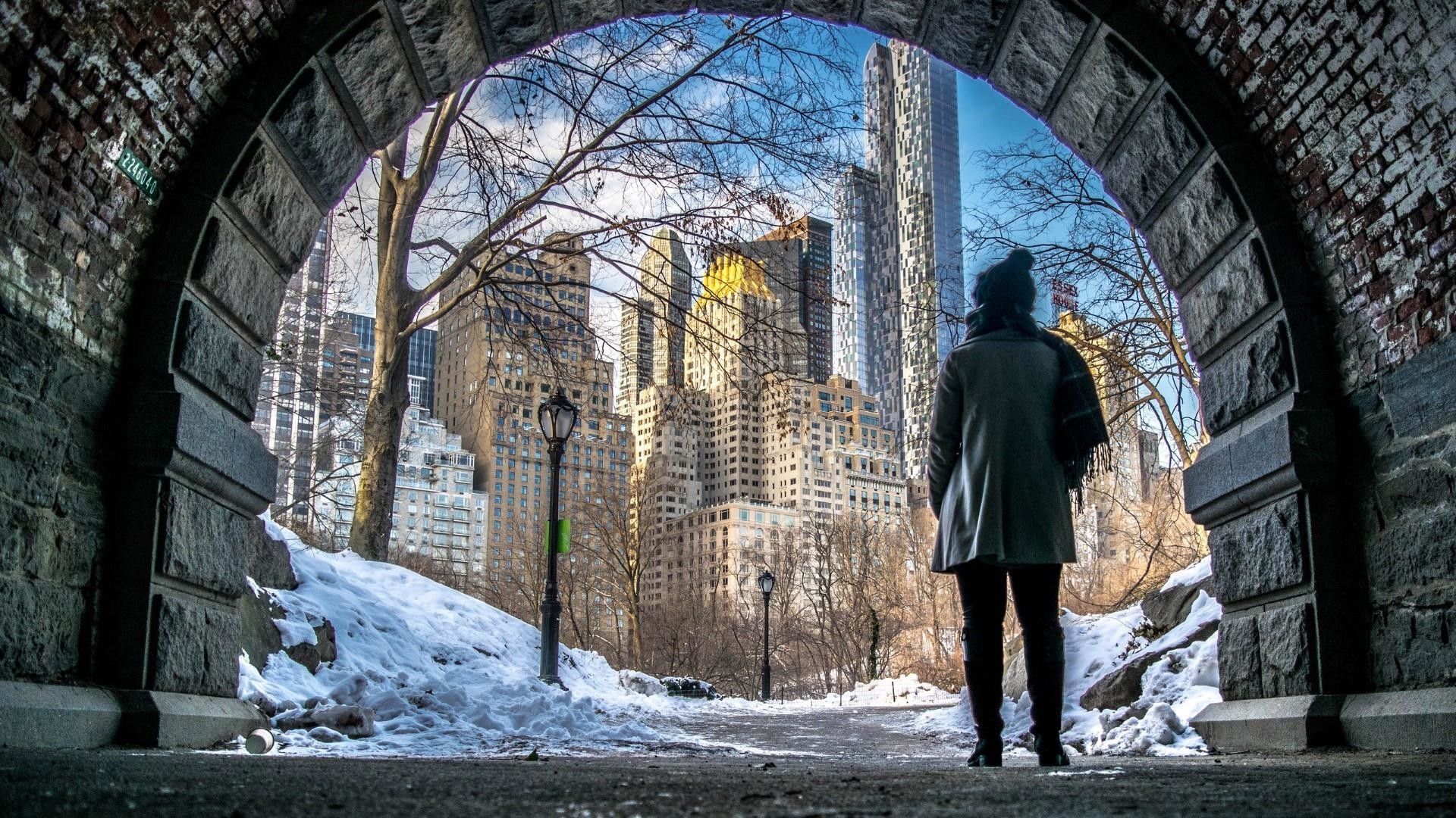 1920x1080 new york winter wallpaper, arch, architecture, winter, medieval architecture, snow, building, photography, alley, Desktop