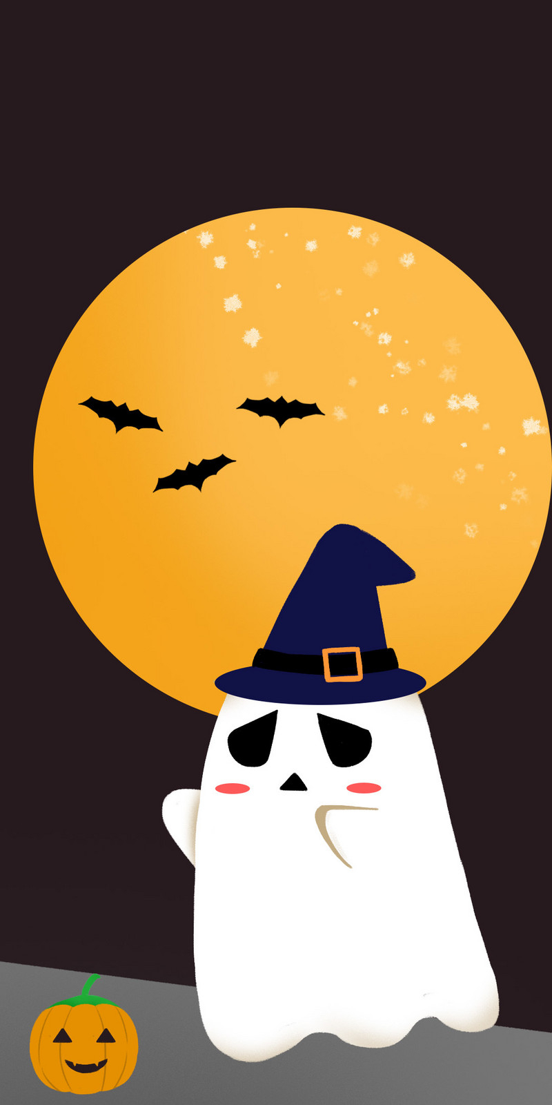 800x1600 Cartoon Halloween Ghost Cute Wallpaper, Phone