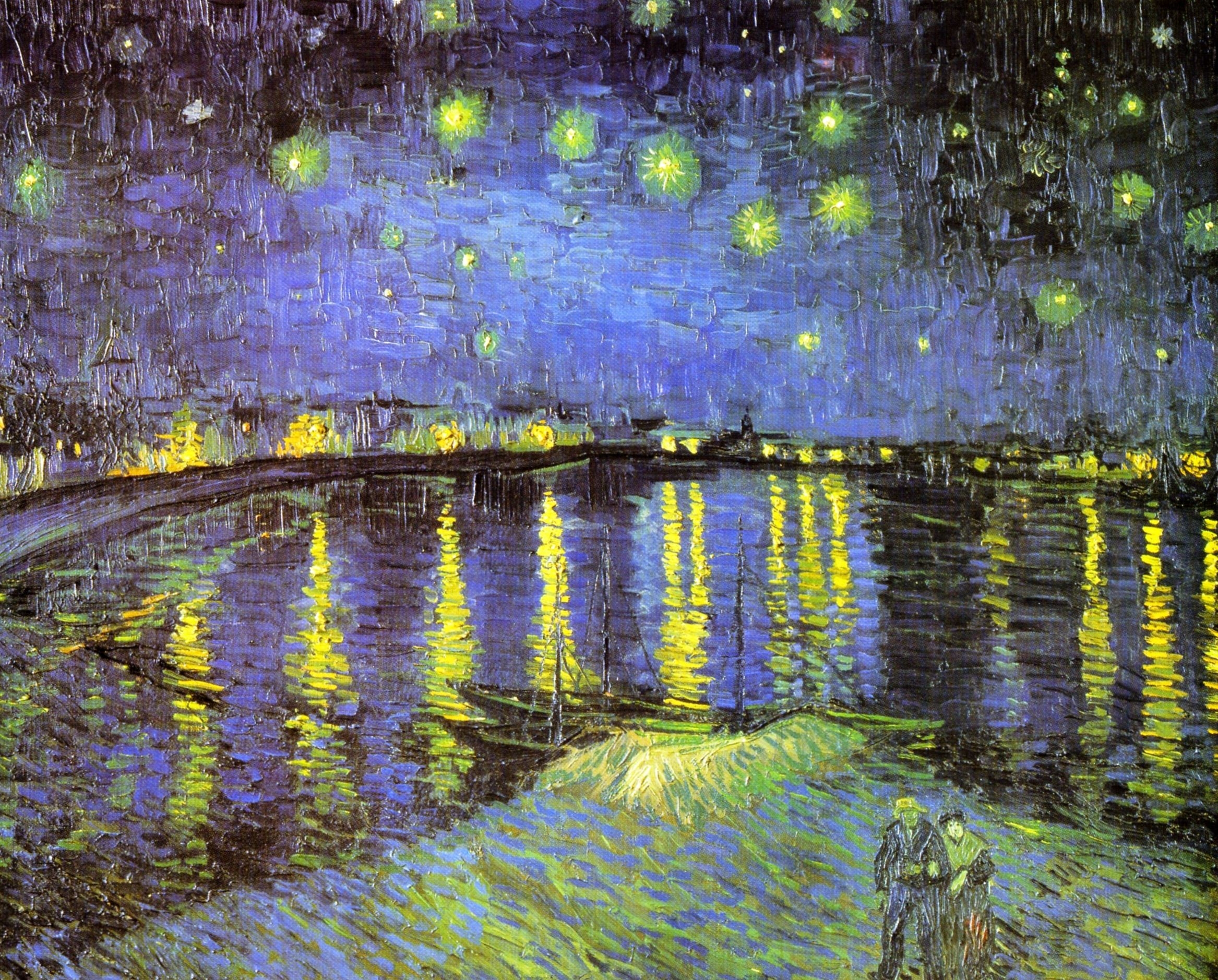 2340x1880 paintings, night, Classic, Vincent Van Gogh, Starry Night Over, Desktop