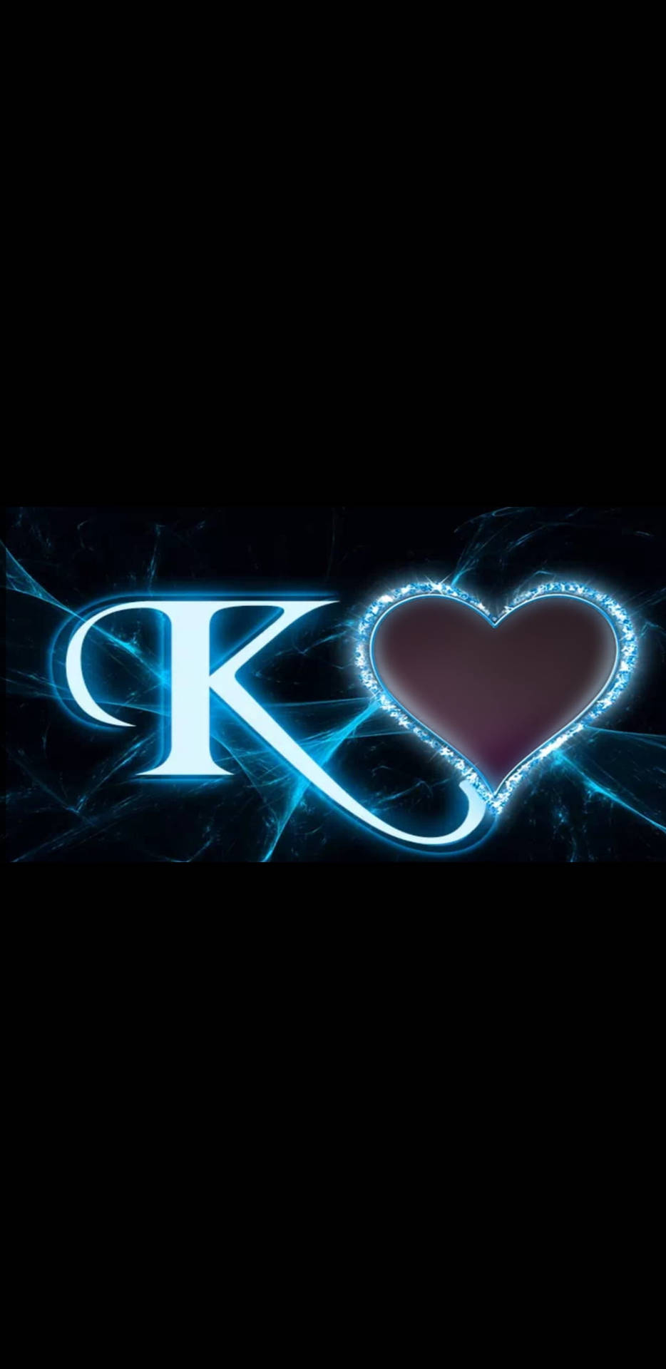 940x1920 Download Blue K Alphabet With Heart Wallpaper, Phone