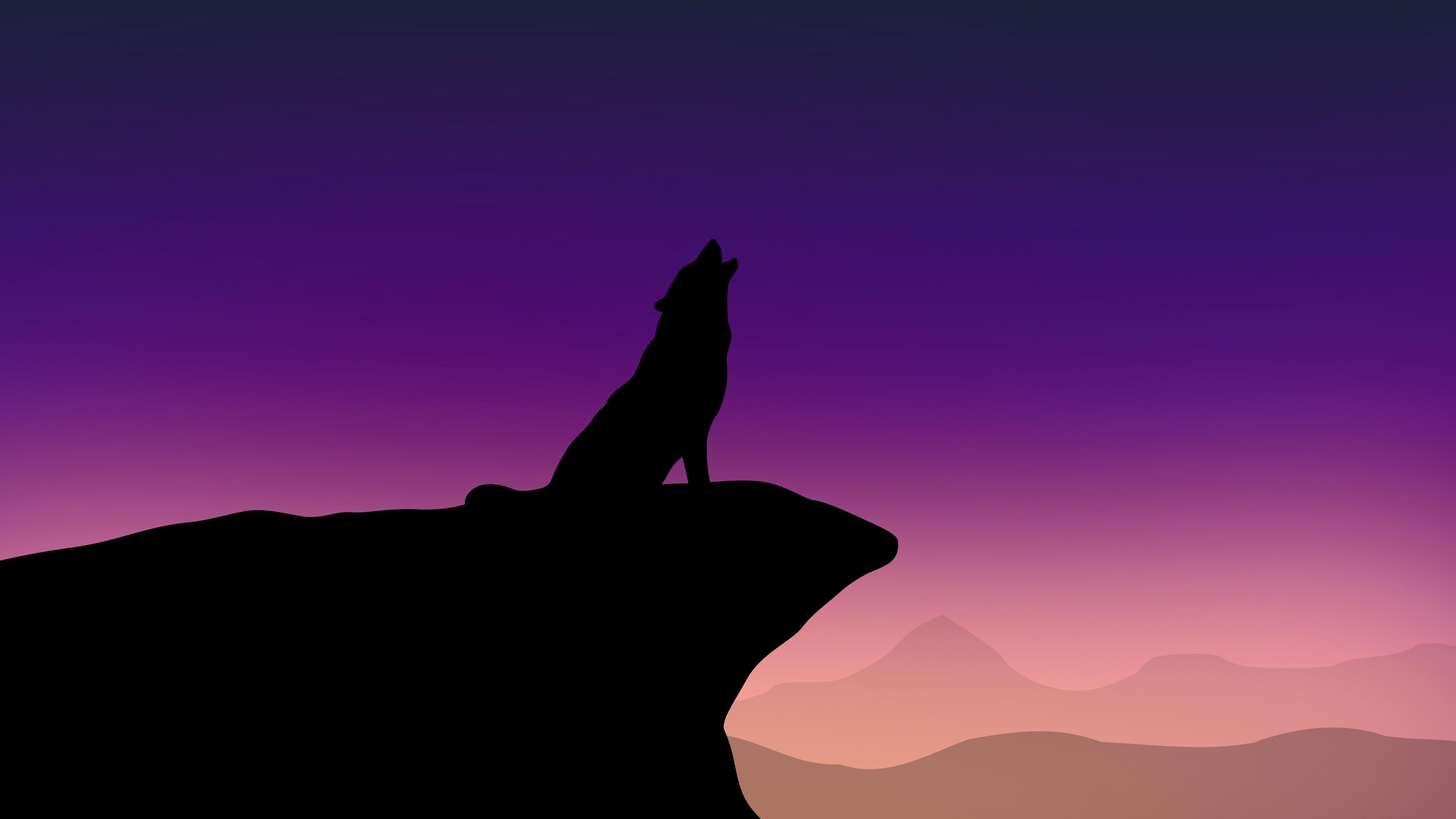 3840x2160 Howling Wolf Minimalism 4k, HD Artist, 4k Wallpaper, Image, Desktop