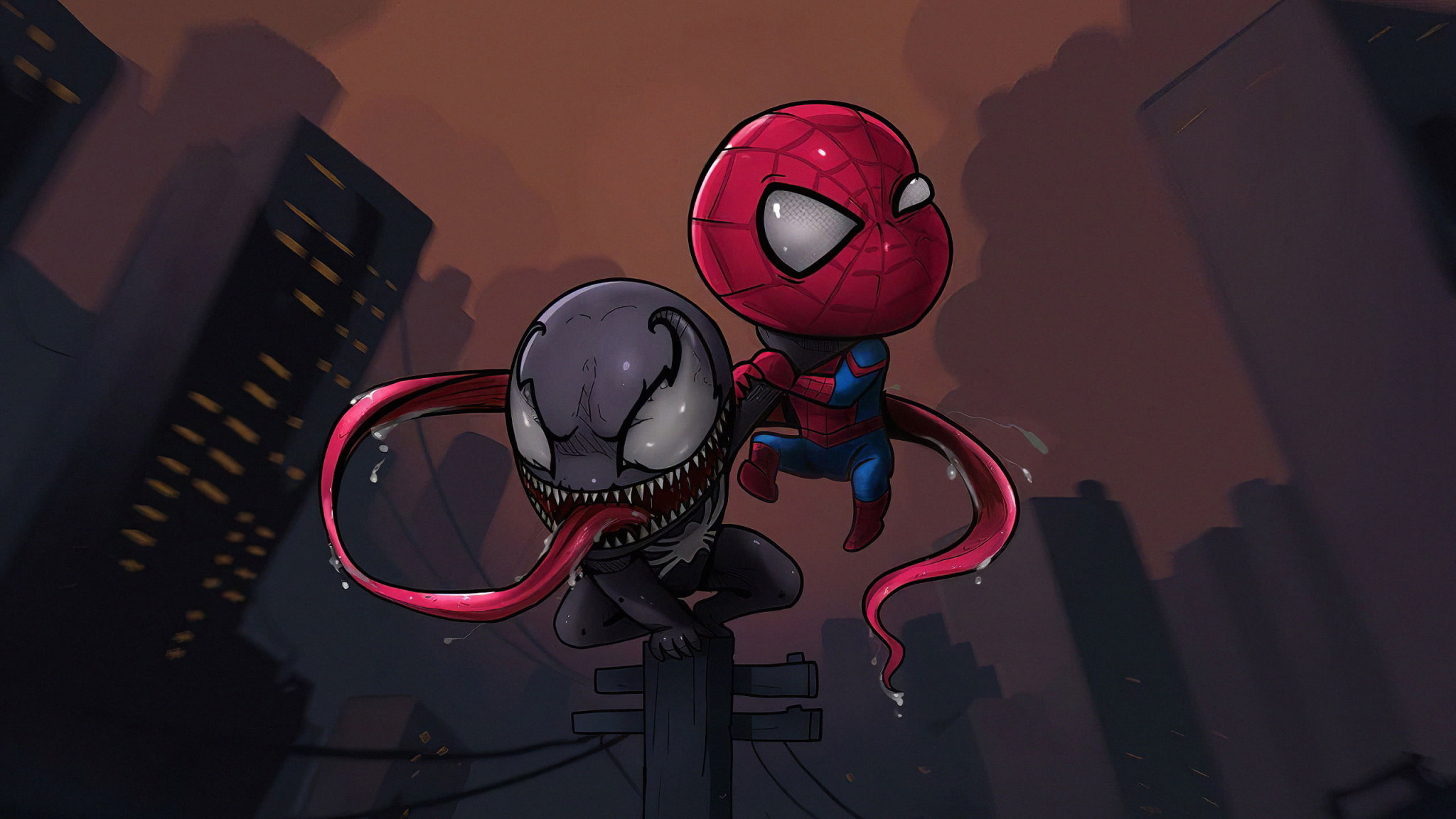 2050x1160 Spider Man Chibi Wallpaper, Marvel Comics, Venom • Wallpaper For You, Desktop