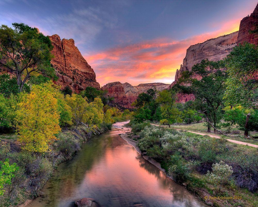 1000x800 Zion National Park Winter Narrows, Desktop