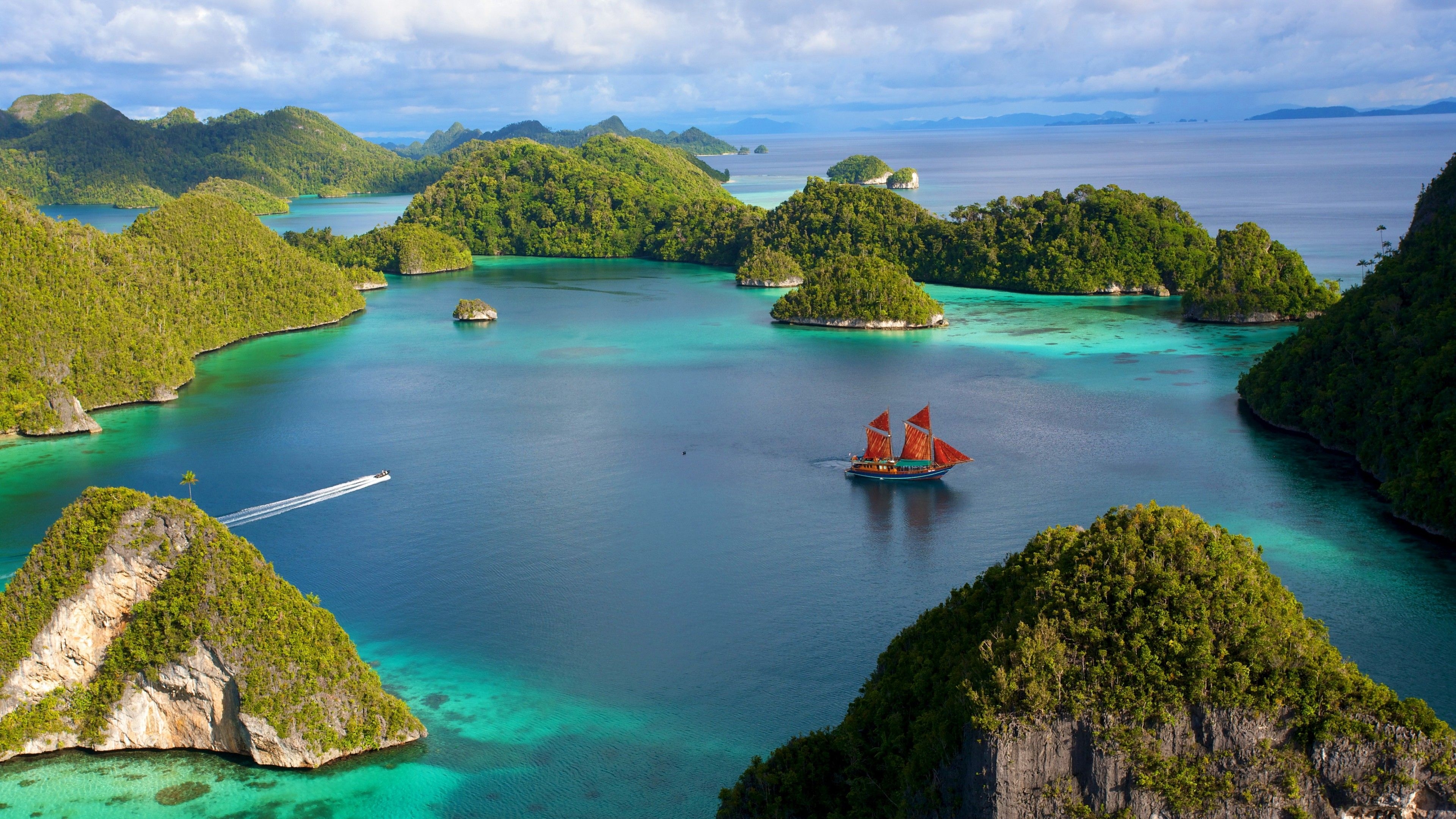 3840x2160 Wallpaper Danau Toba, 4k, HD wallpaper, Indonesia, sailing ship, rocks, sea, ocean, lake, water, sea, clouds, nature, Nature, Desktop