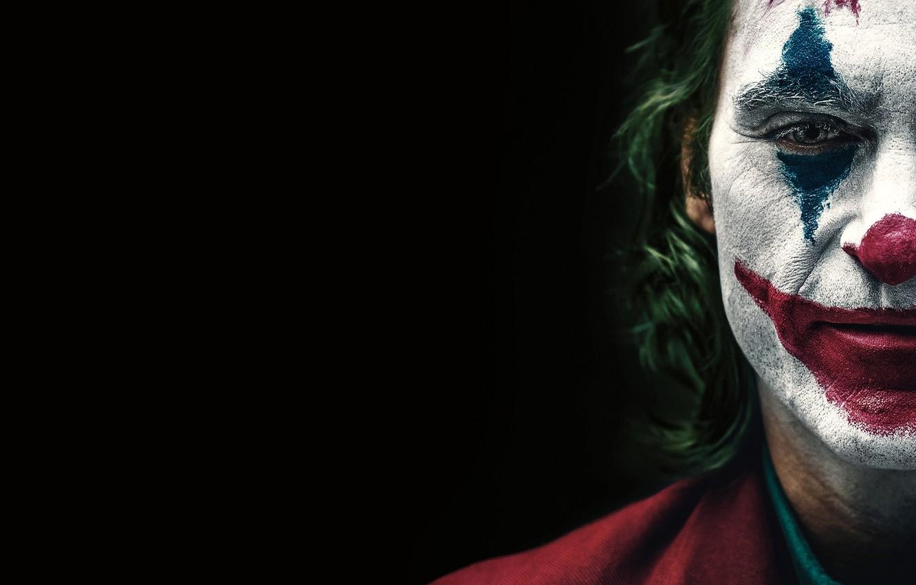 1340x850 Wallpaper face, Joker, black background, Joker, makeup, Desktop