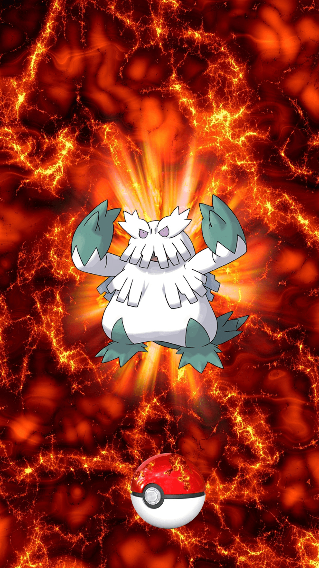 1250x2210 Fire Pokeball Abomasnow Yukinooh 17 Snover, Phone