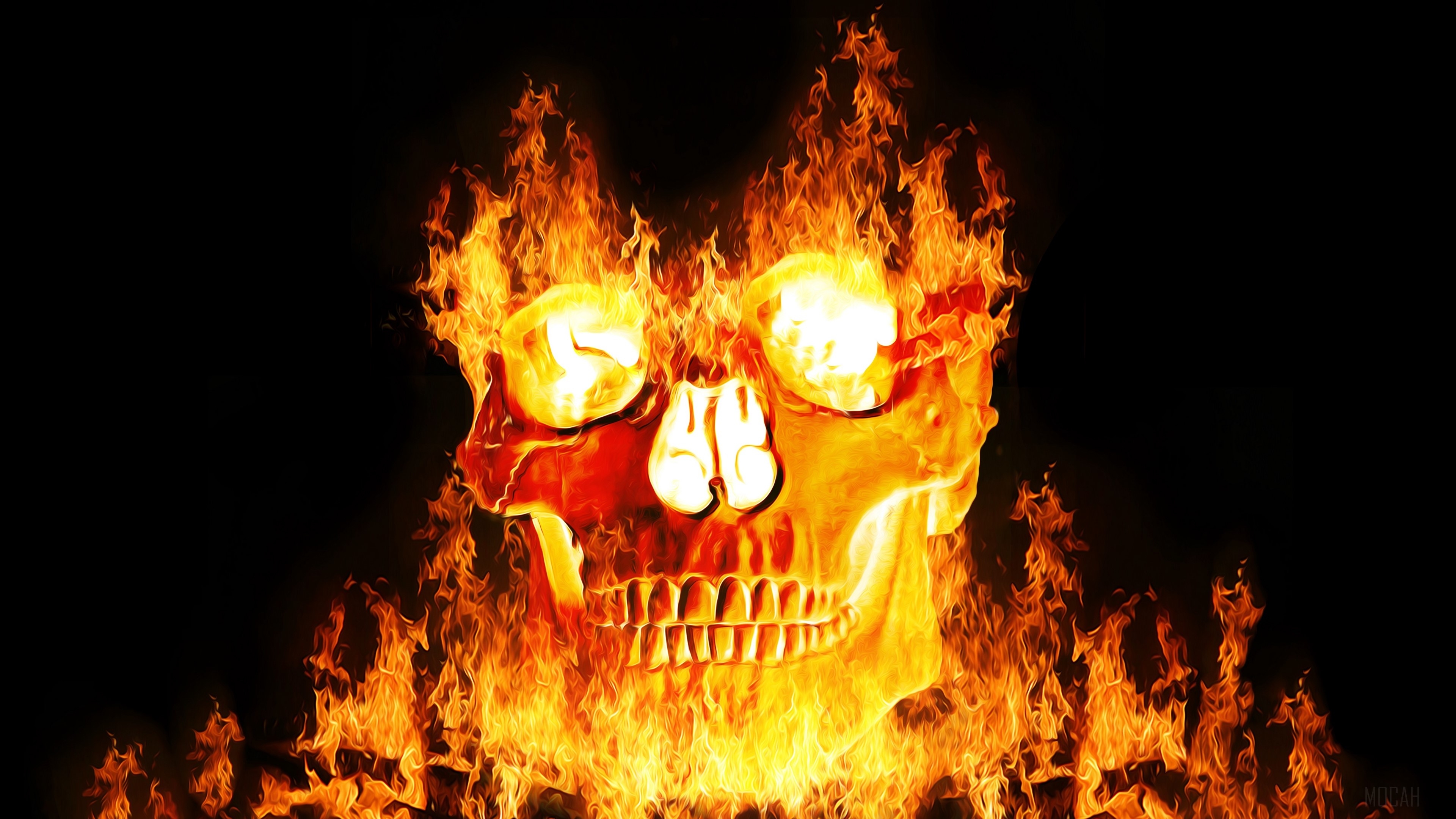 3840x2160 skull, fire, flame, dark 4k Gallery HD Wallpaper, Desktop