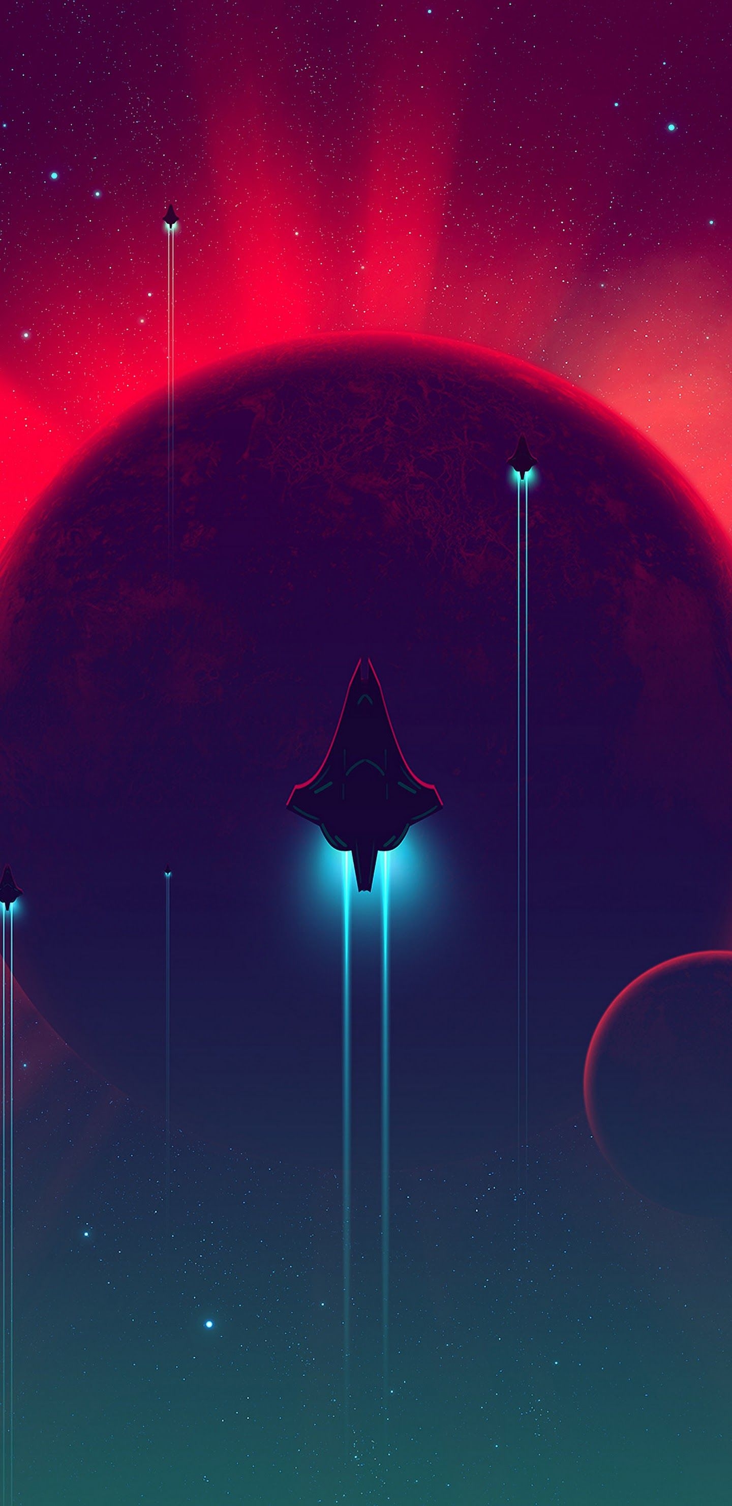 1440x2960 Spaceship Minimalist Sci Fi Digital Art 4K Wallpaper, Phone