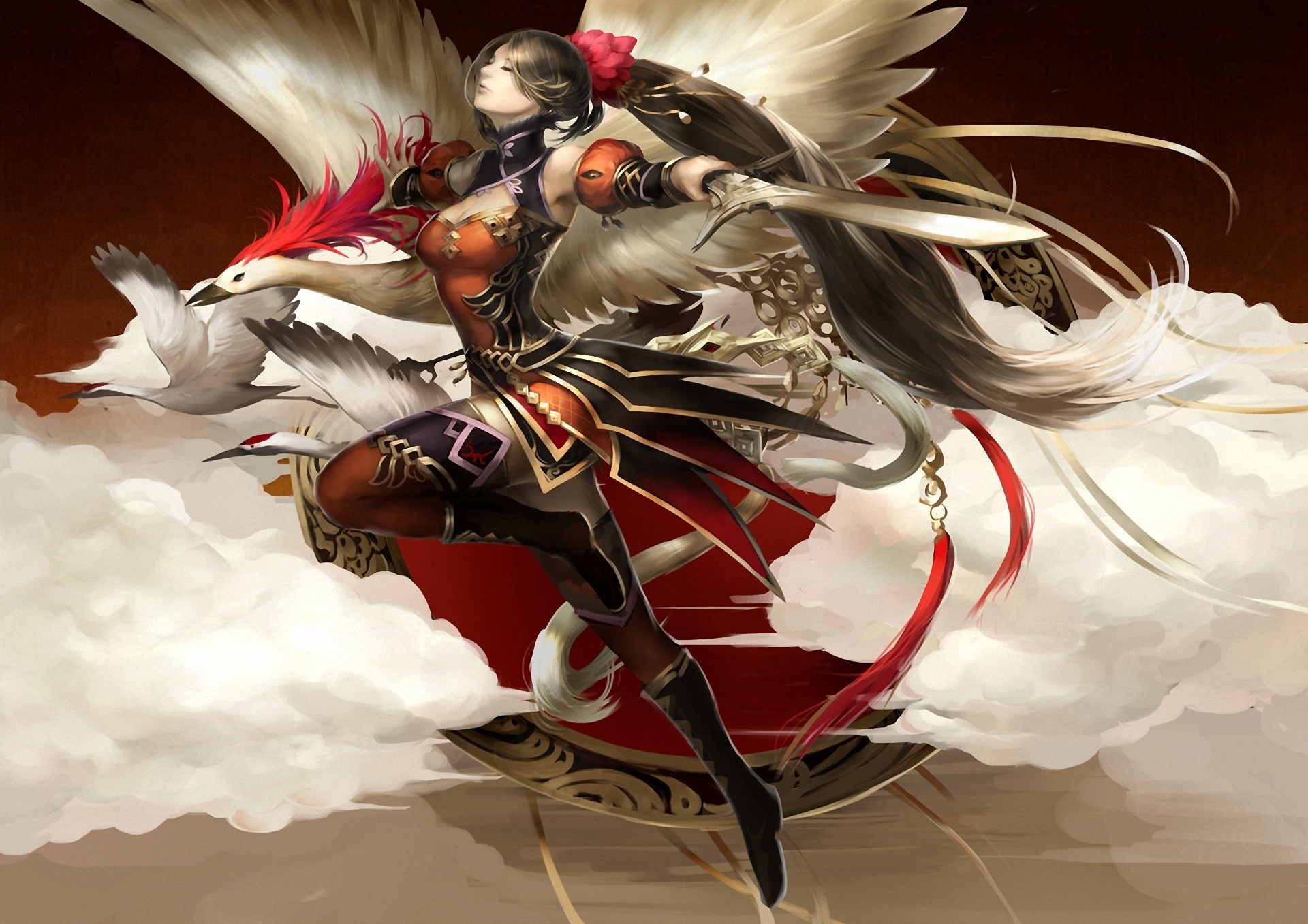 1920x1360 warriors, Swords, Armor, Flight, Fantasy, Girls, Warrior, Desktop