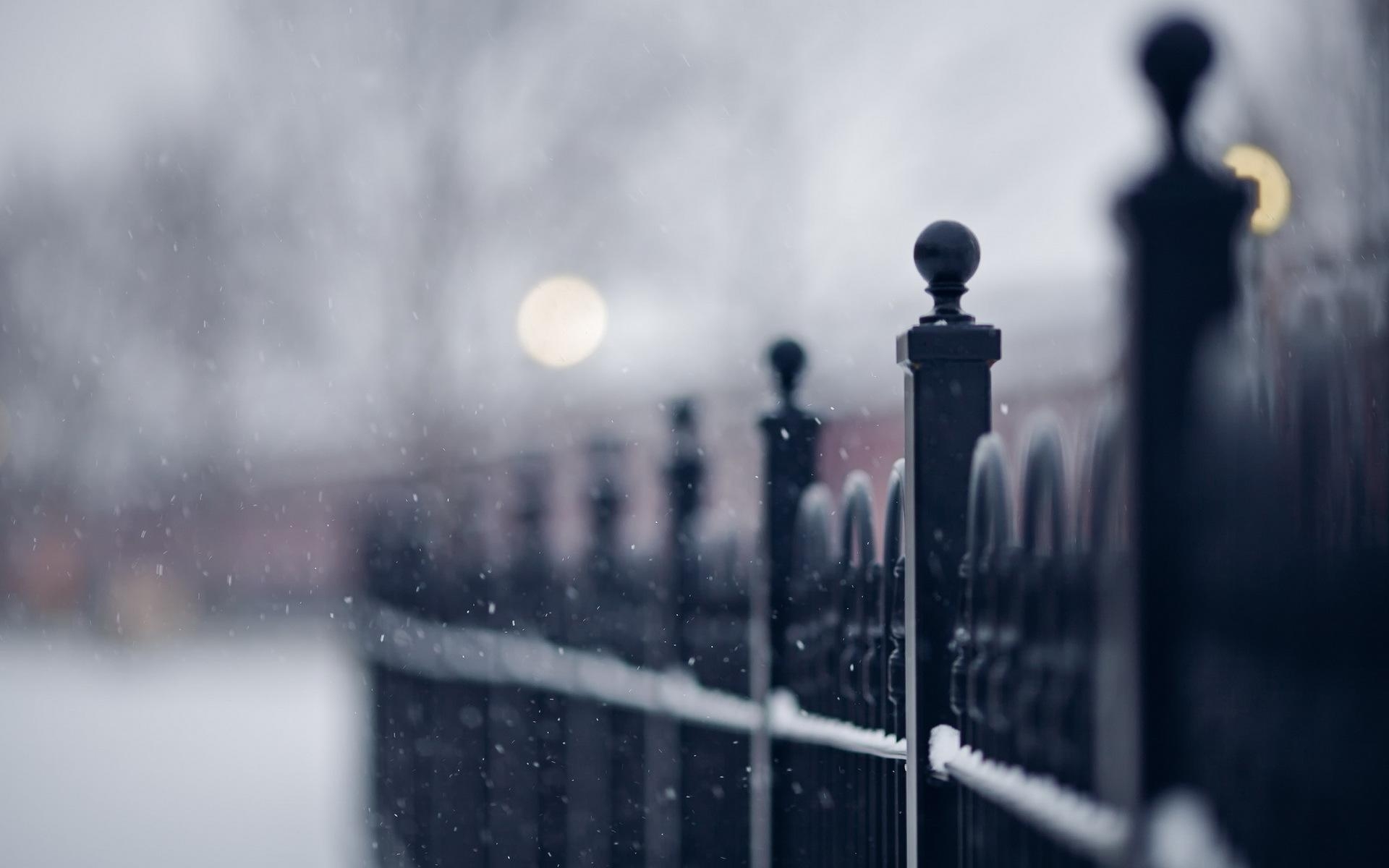 1920x1200 Photos Winter Fence Closeup, Desktop