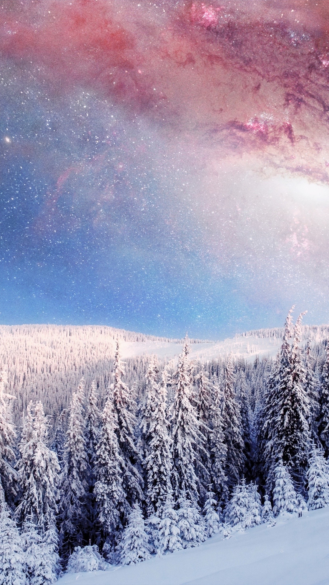 1080x1920 Winter Forest Galaxy From Earth IPhone Wallpaper Wallpaper, IPhone Wallpaper, Phone