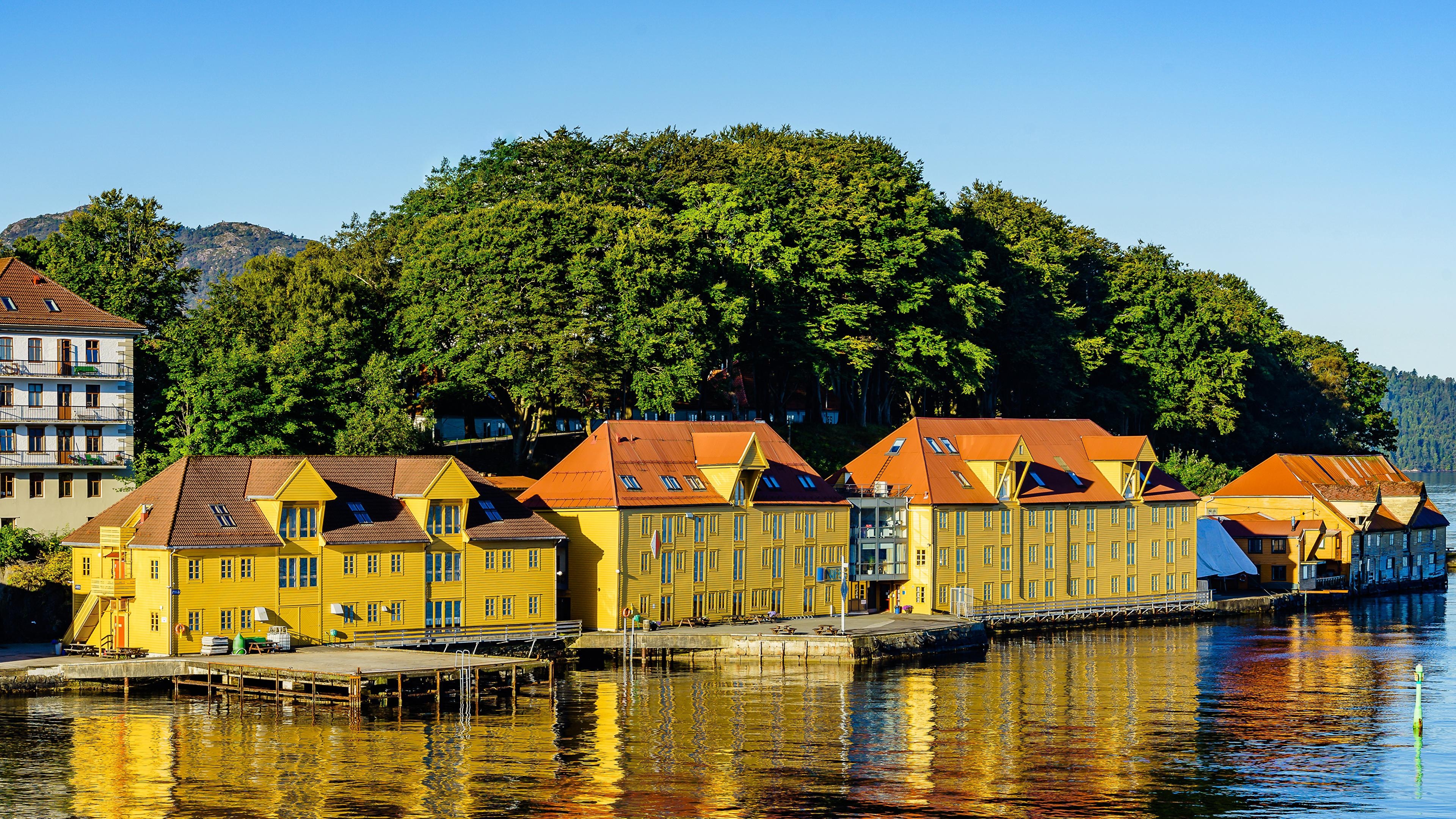 3840x2160 Image Norway Bergen Rivers Marinas Cities Building, Desktop