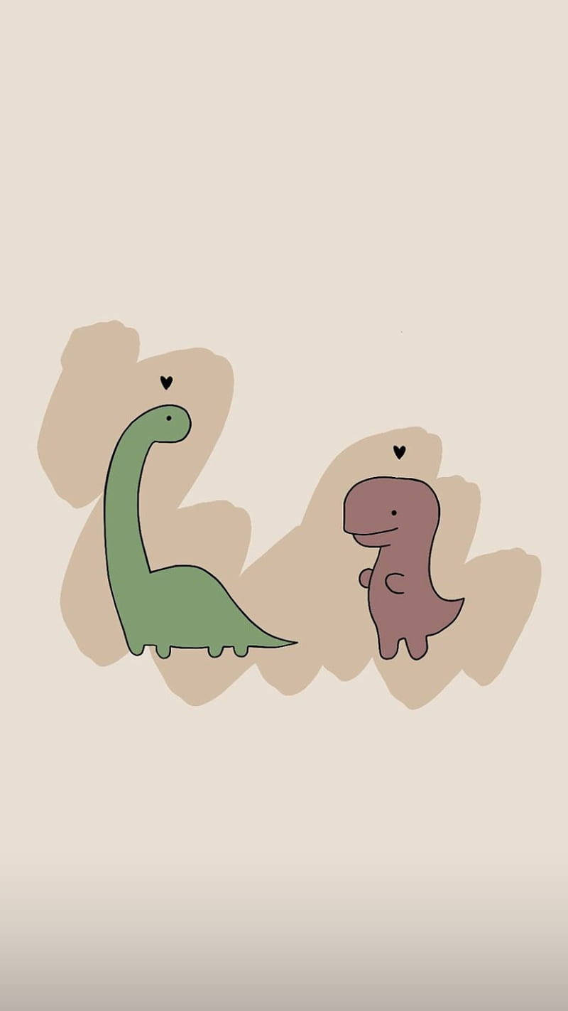 800x1430 Download Cute Dinosaur Phone Beige Pastel Background Wallpaper, Phone