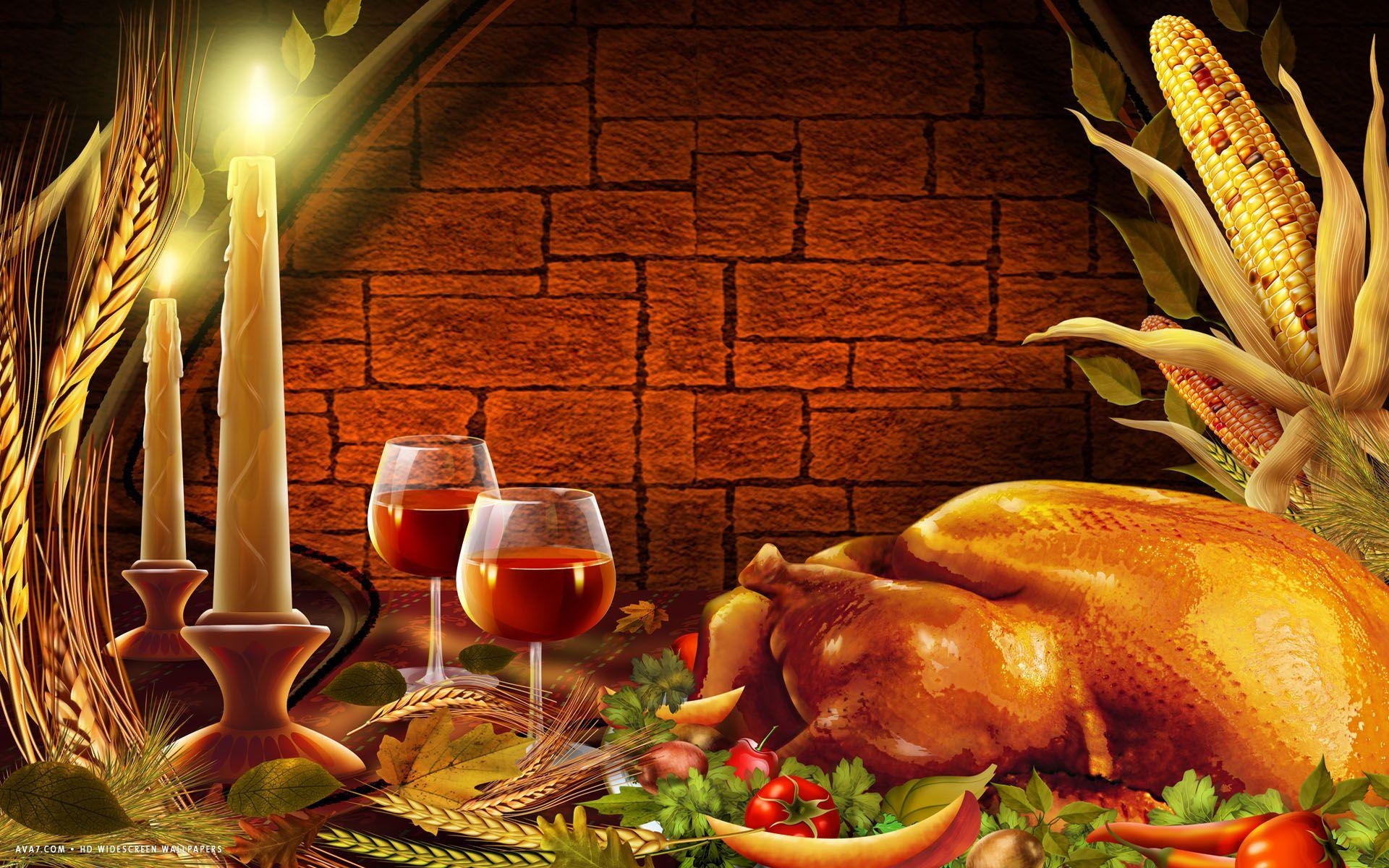 1920x1200 thanksgiving dinner turkey candles wine food holiday HD widescreen wallpaper / holidays background, Desktop