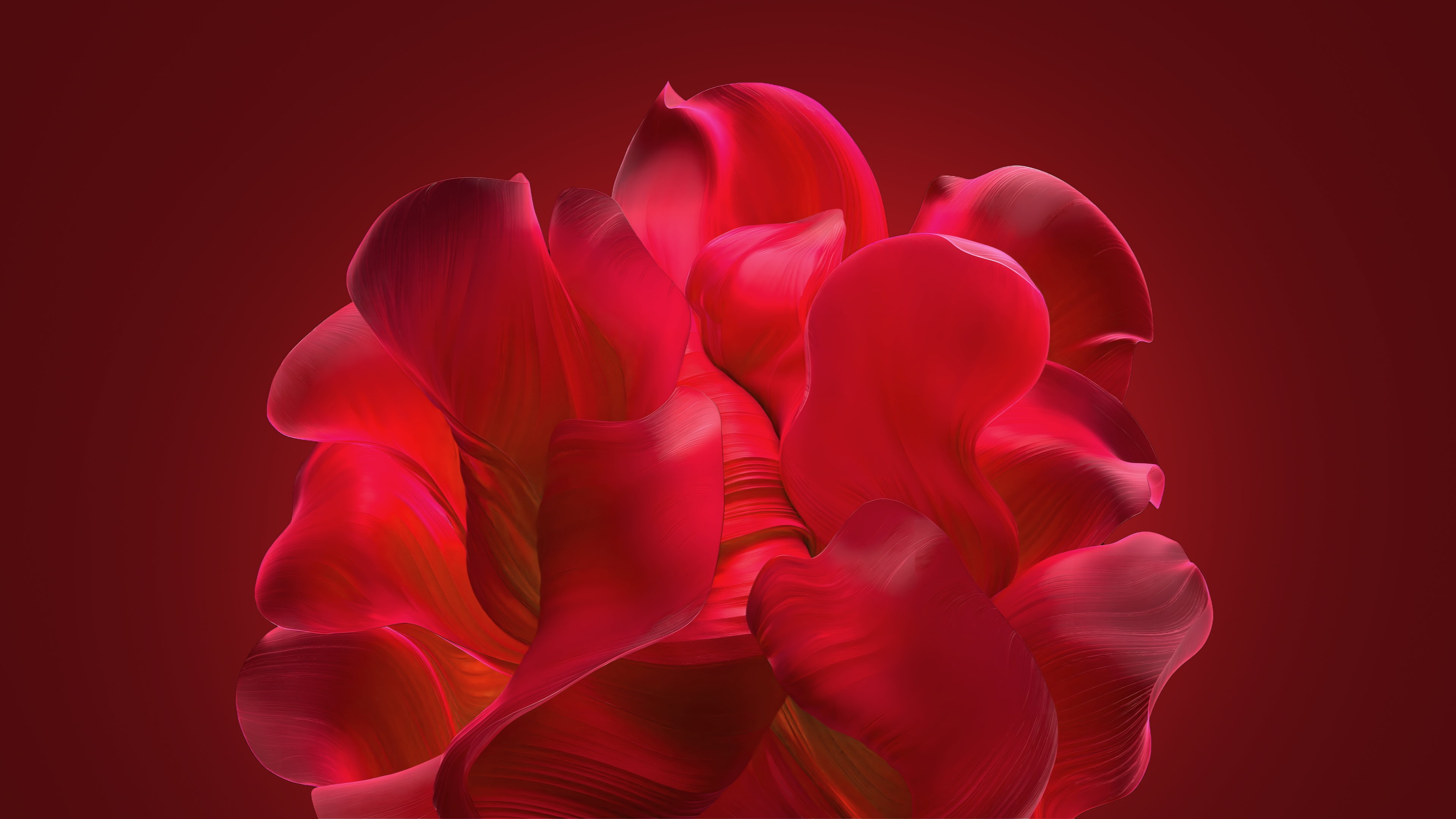 3840x2160 Windows 11 Wallpaper 4K, Bloom collection, Red background, Desktop