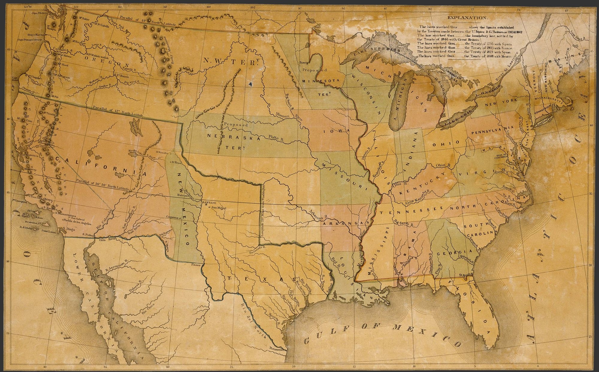 2000x1250 Map of the United States, 1848, Desktop