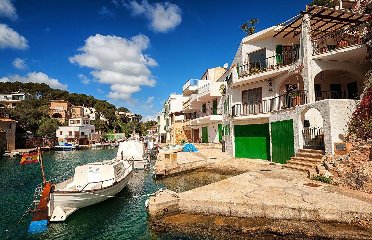 1280x830 Wallpaper Majorca Mallorca Spain Spa town Cala Figuera Pier Boats, Desktop