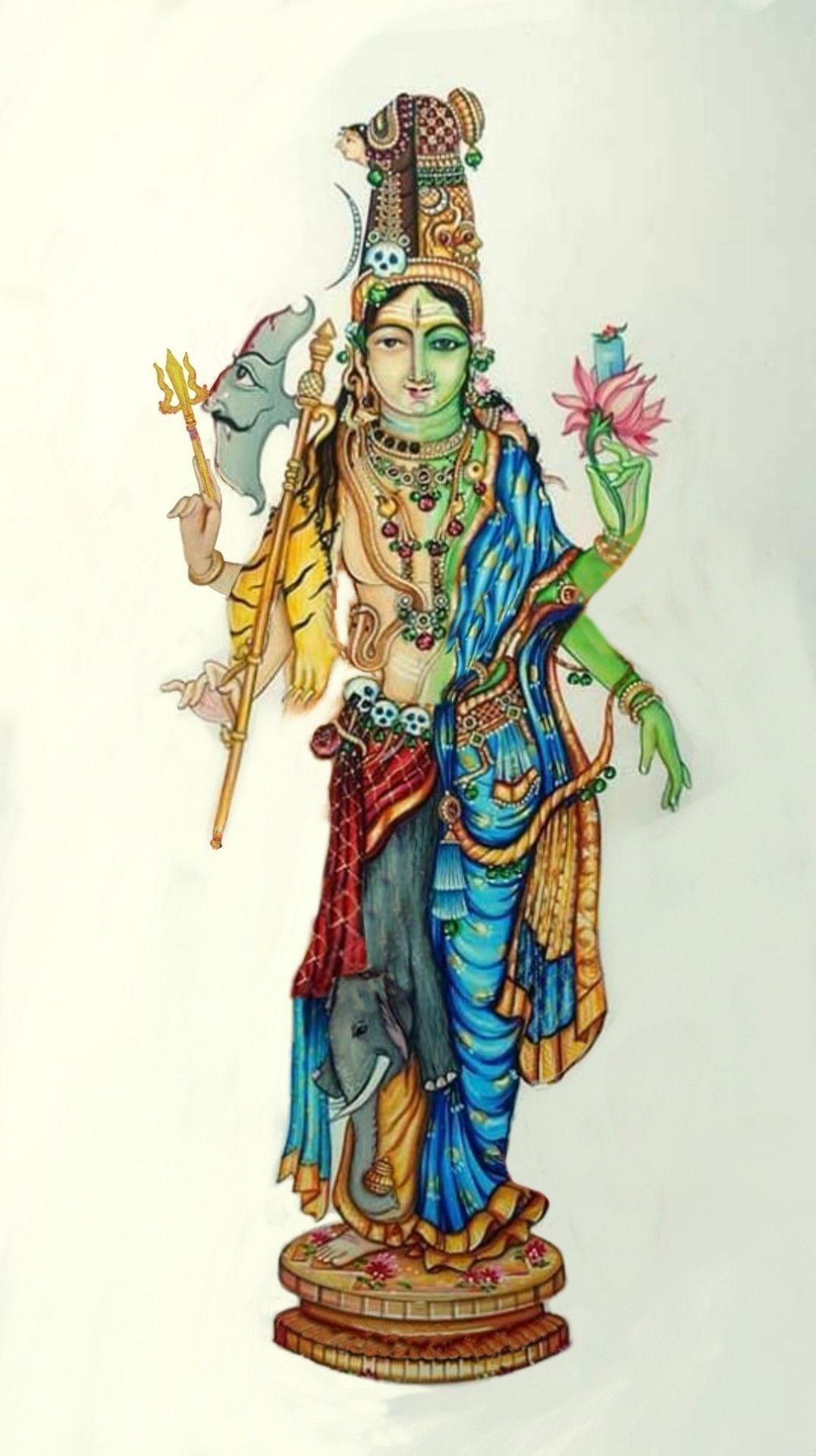 1080x1920 Lord Shiva as ardhnarishwar in creative art painting wallpaper, Phone